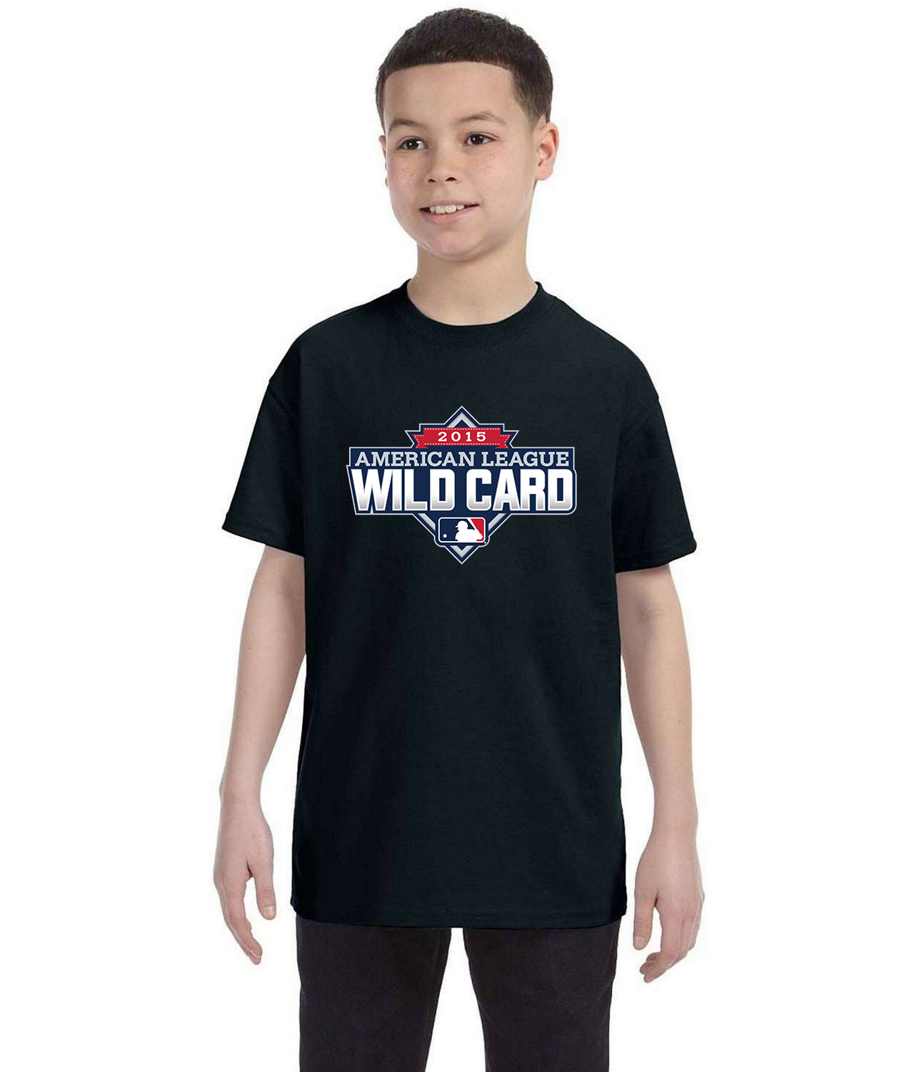 2015 American League Wildcard Game - Houston Astros vs New York Yankees Baseball Logo Symbol Emblem Customized Design on Youth T-Shirt Tee