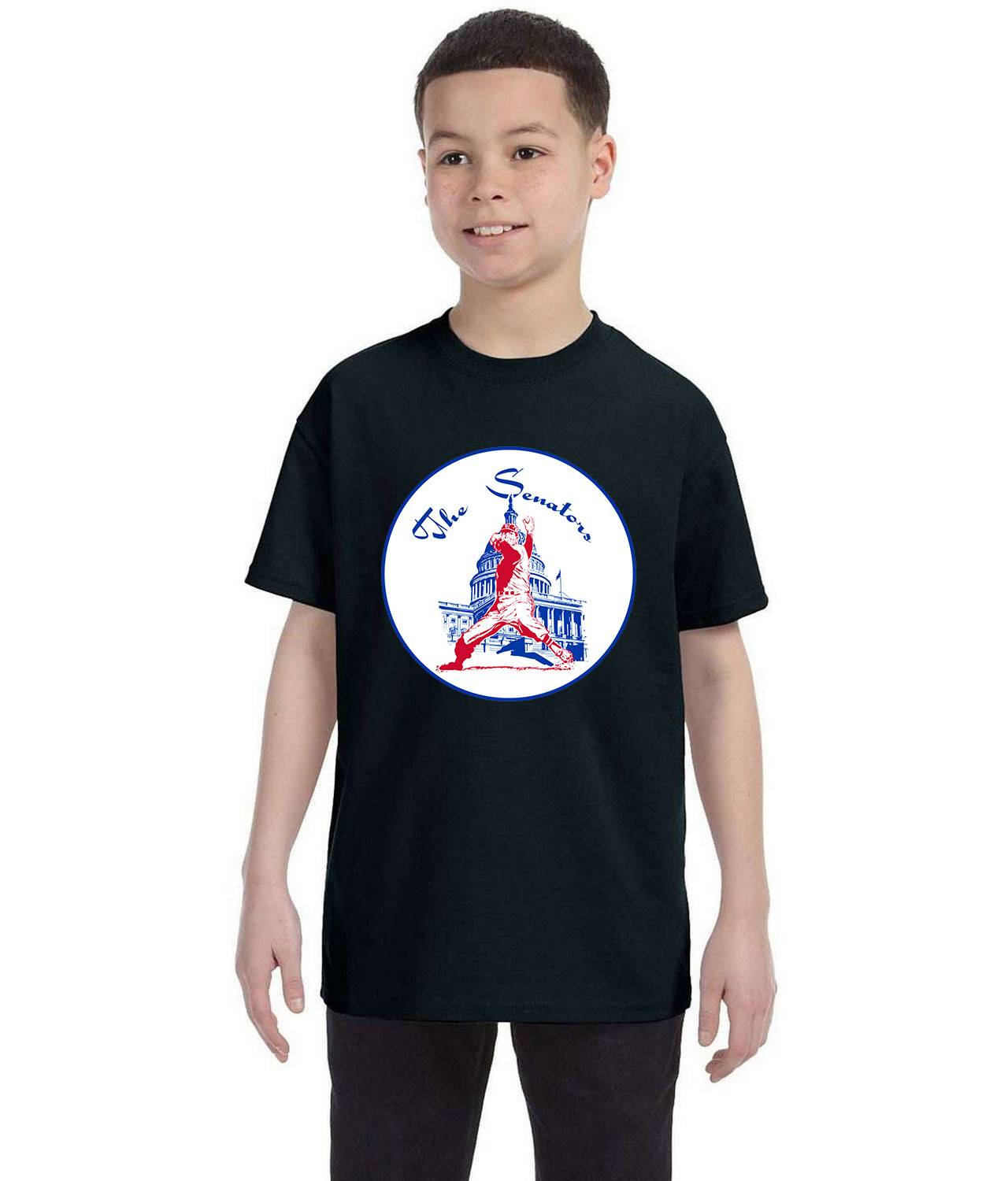Washington Senators Primary 1961-71 Baseball Logo Symbol Emblem Customized Design on Youth T-Shirt Tee