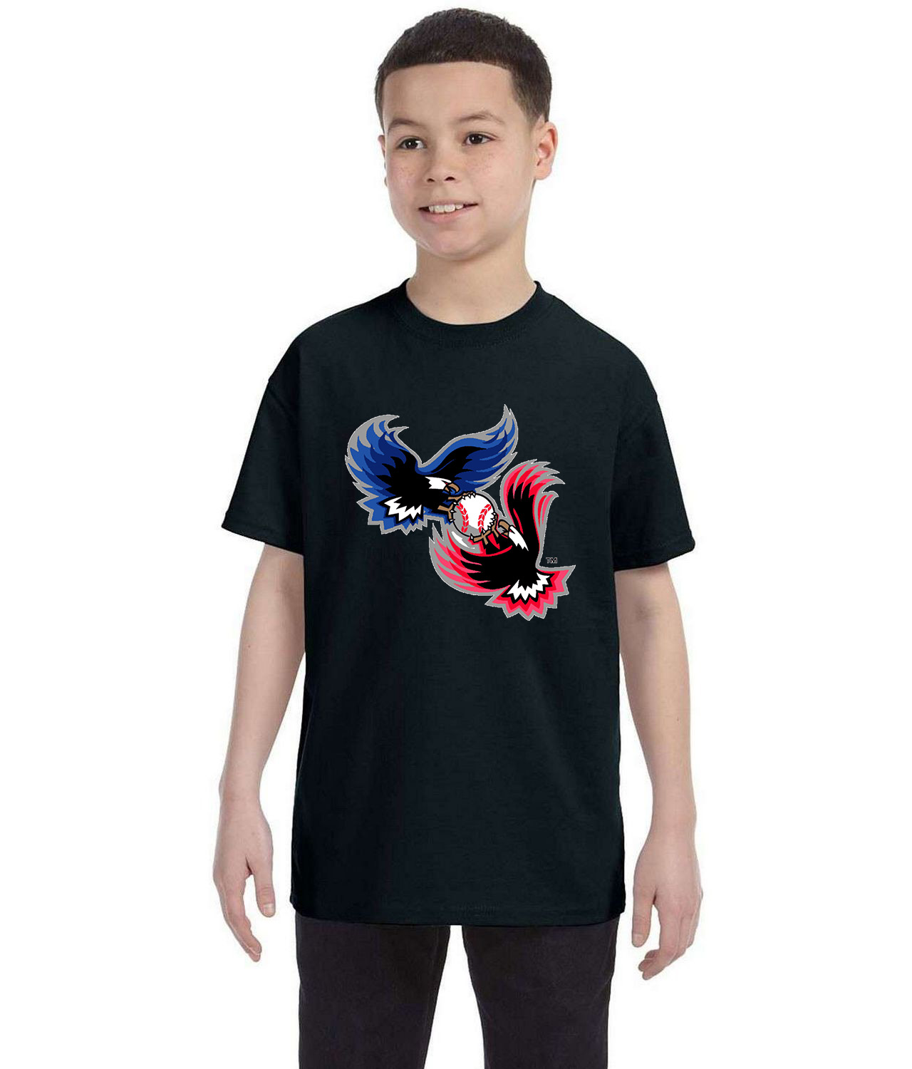 Major League Baseball Interleague AL And NL Eagles Fighting Baseball Logo Symbol Emblem Customized Design on Youth T-Shirt Tee