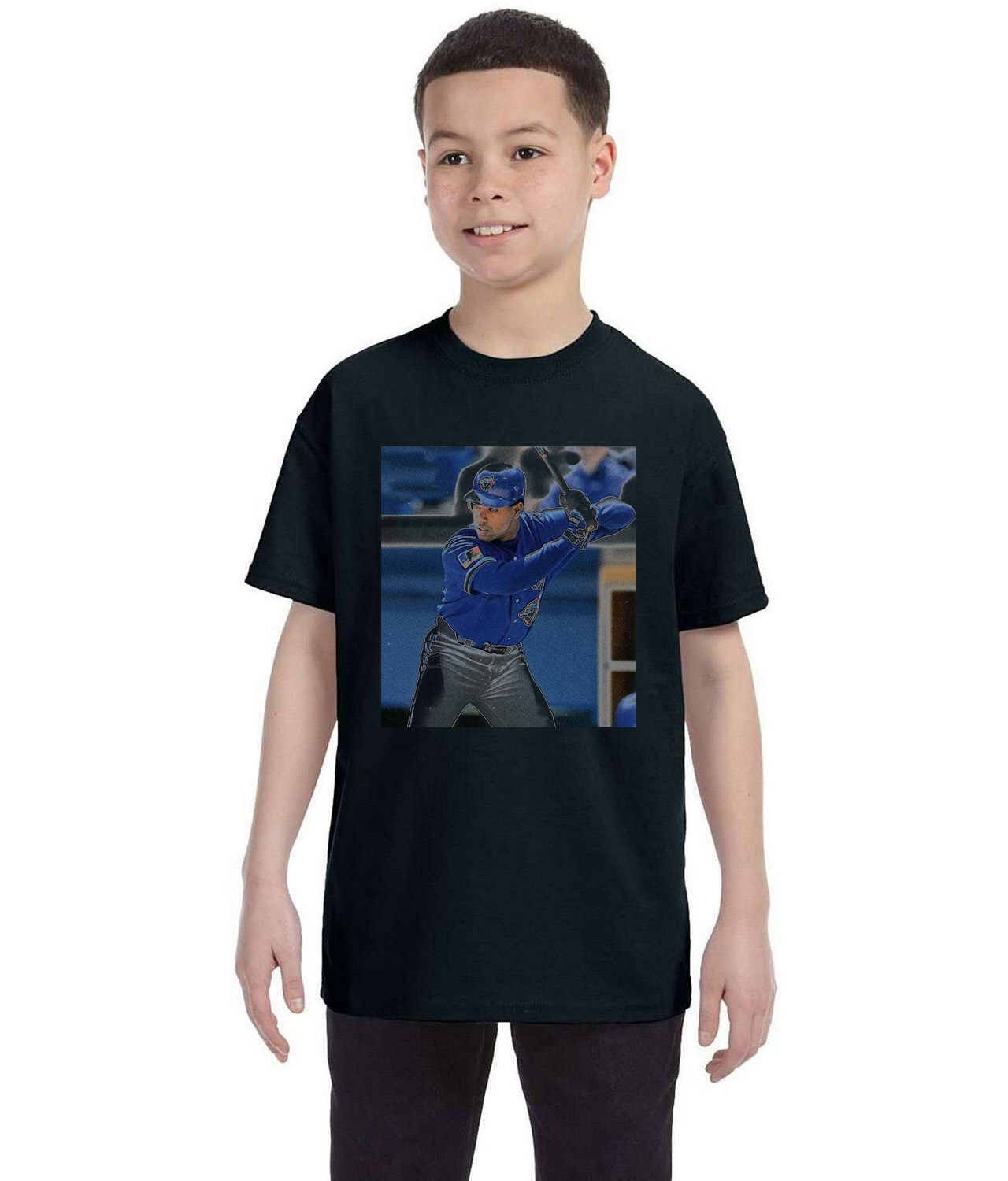 1994 Major League Baseball Carlos Delgado Photo Baseball Logo Symbol Emblem Customized Design on Youth T-Shirt Tee