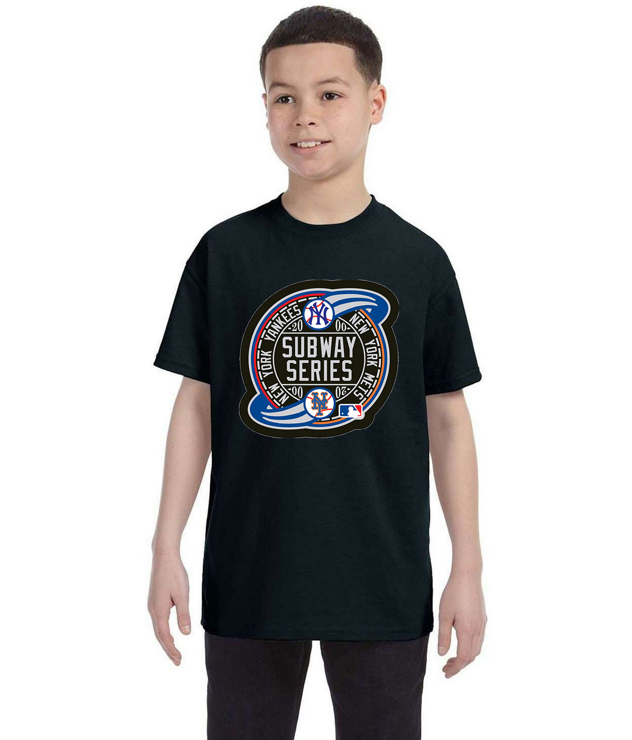 MLB World Series Subway Series 2000 Alternate Baseball Logo Symbol Emblem Customized Design on Youth T-Shirt Tee