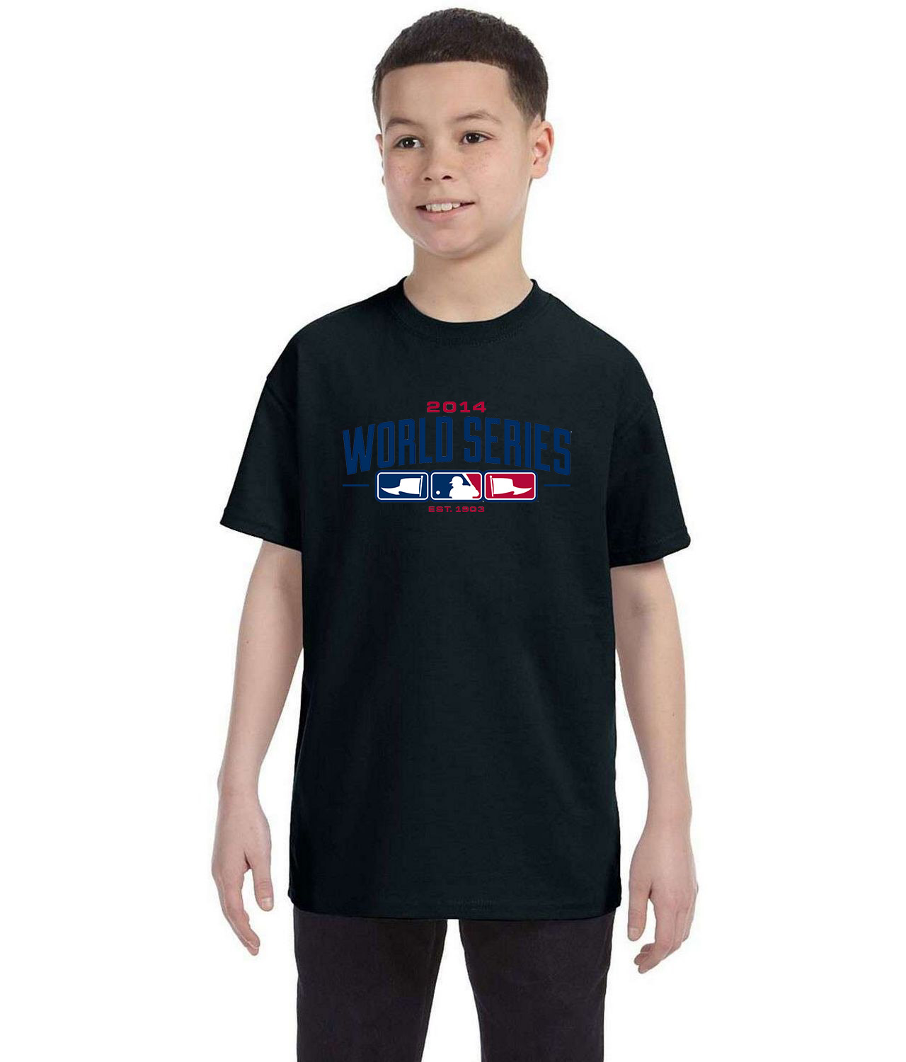 2014 Major League Baseball World Series Alternate Baseball Logo Symbol Emblem Customized Design on Youth T-Shirt Tee