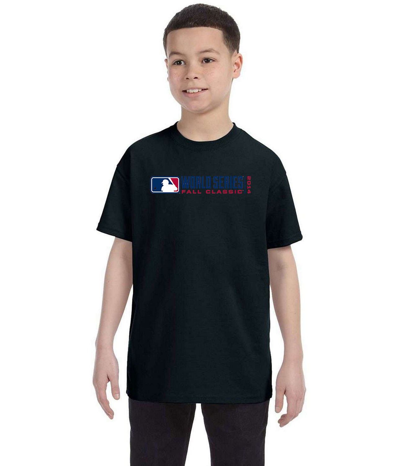 2014 Major League Baseball World Series Baseball Logo Symbol Emblem Customized Design on Youth T-Shirt Tee