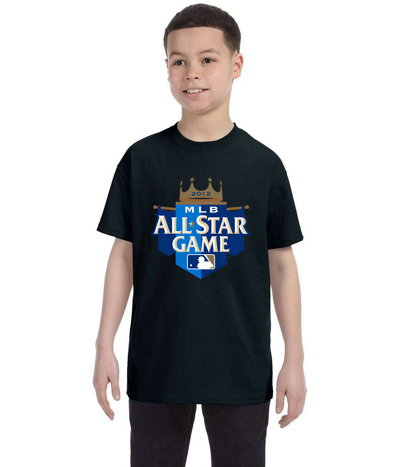 2012 MLB All-Star Game Kauffman Stadium Kansas City Missouri Baseball Logo Symbol Emblem Customized Design on Youth T-Shirt Tee