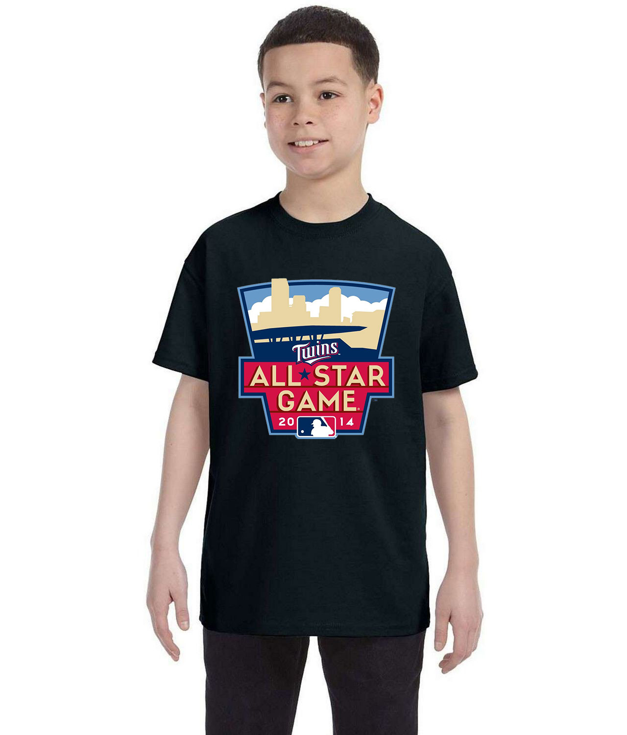 2014 MLB All-Star Game - Minnesota Twins Baseball Logo Symbol Emblem Customized Design on Youth T-Shirt Tee