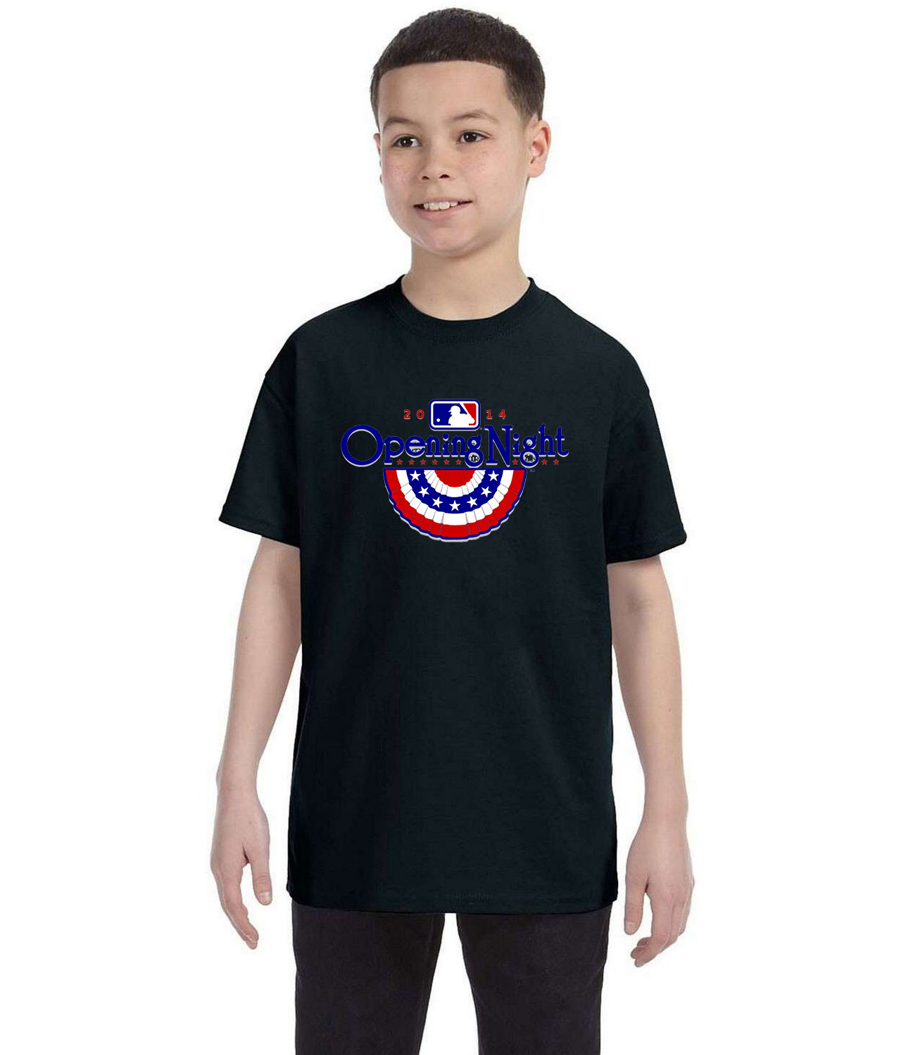 2014 MLB Opening Night Baseball Logo Symbol Emblem Customized Design on Youth T-Shirt Tee