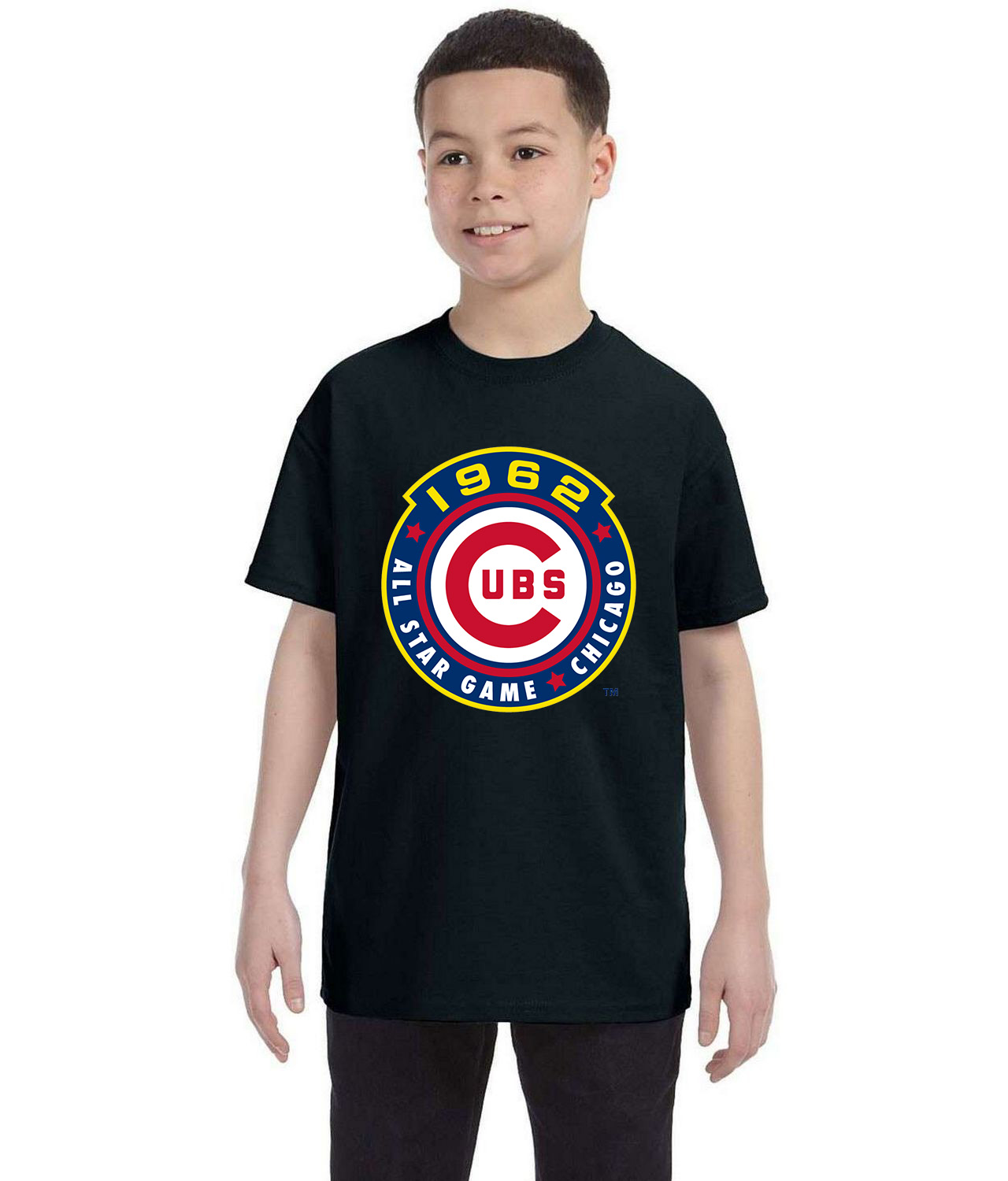 1962 MLB All-Star Game Wrigley Field Chicago Illinois Baseball Logo Symbol Emblem Customized Design on Youth T-Shirt Tee