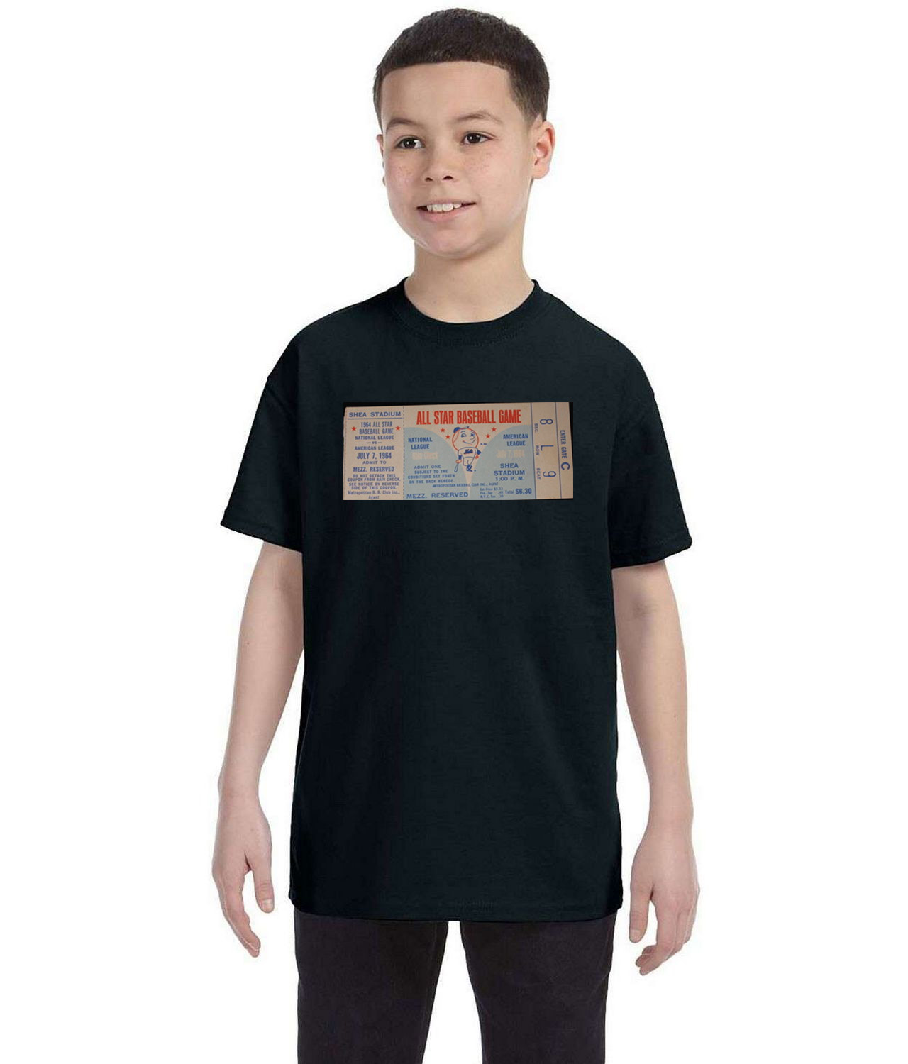 1964 MLB All-Star Game Ticket Stub Baseball Logo Symbol Emblem Customized Design on Youth T-Shirt Tee