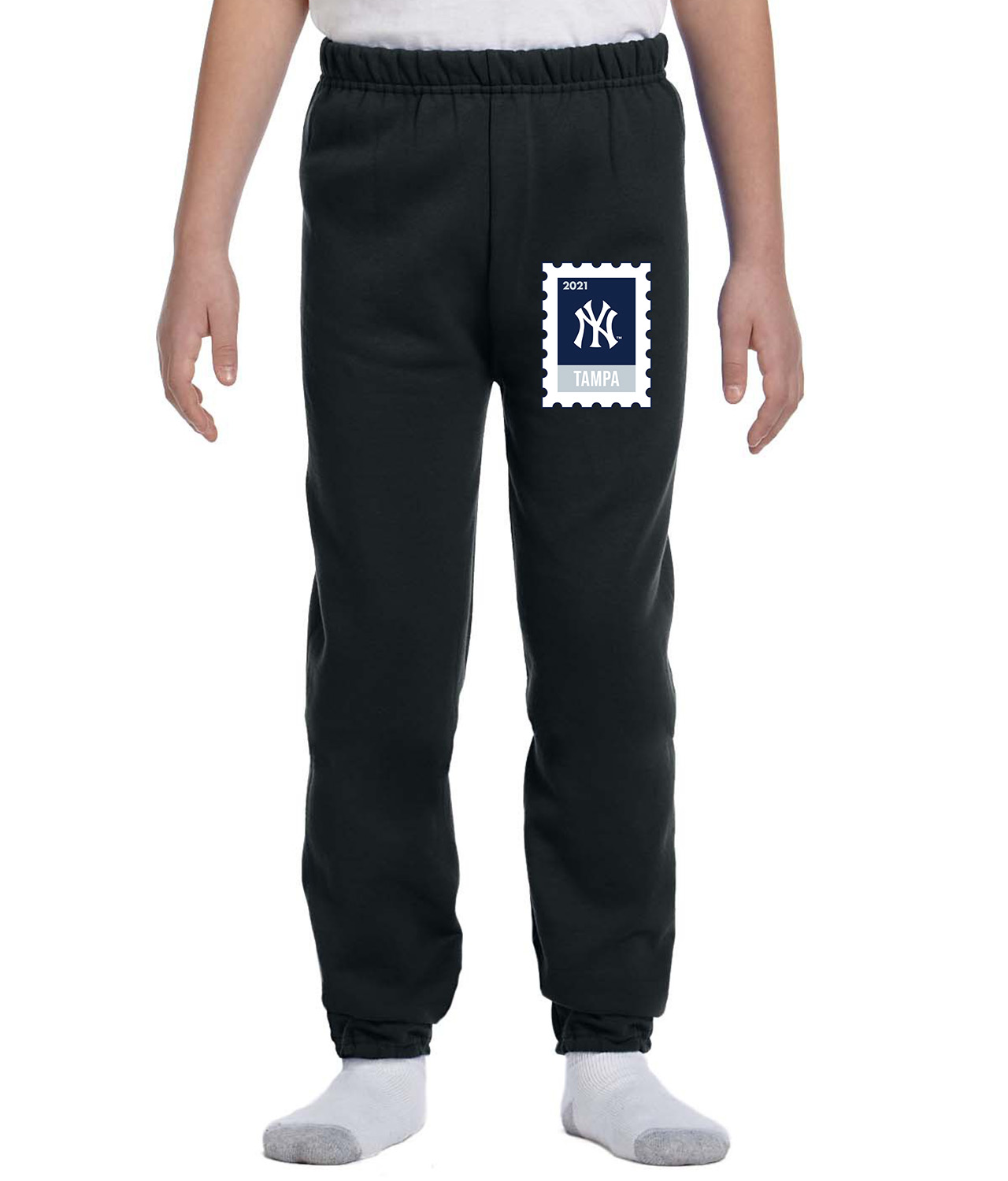 The New York Yankees 2021 Spring Training Baseball Logo Symbol Emblem Customized Design on Youth Closed-Bottom Sweatpants