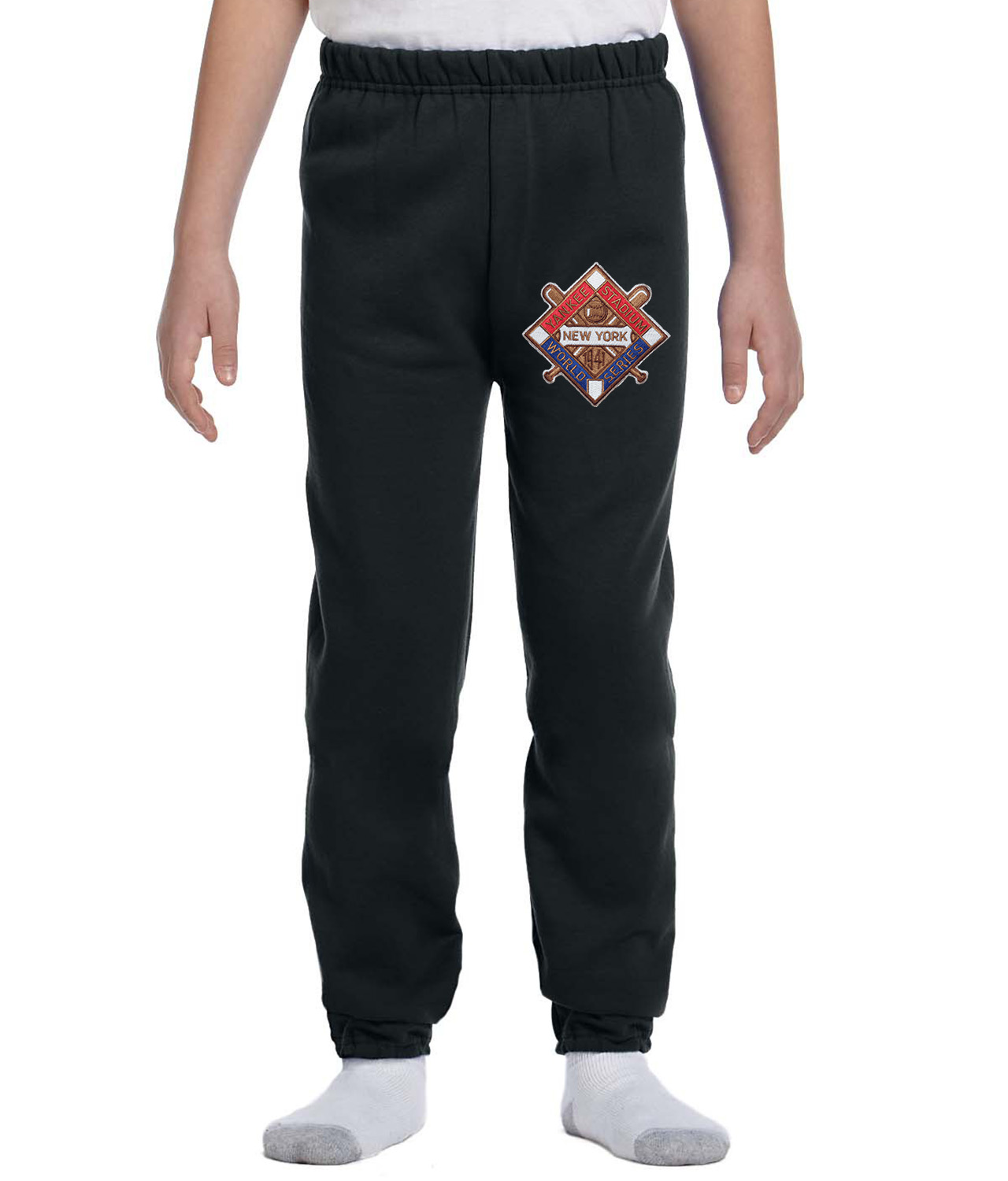 1941 World Champions New York Yankees Baseball Logo Symbol Emblem Customized Design on Youth Closed-Bottom Sweatpants