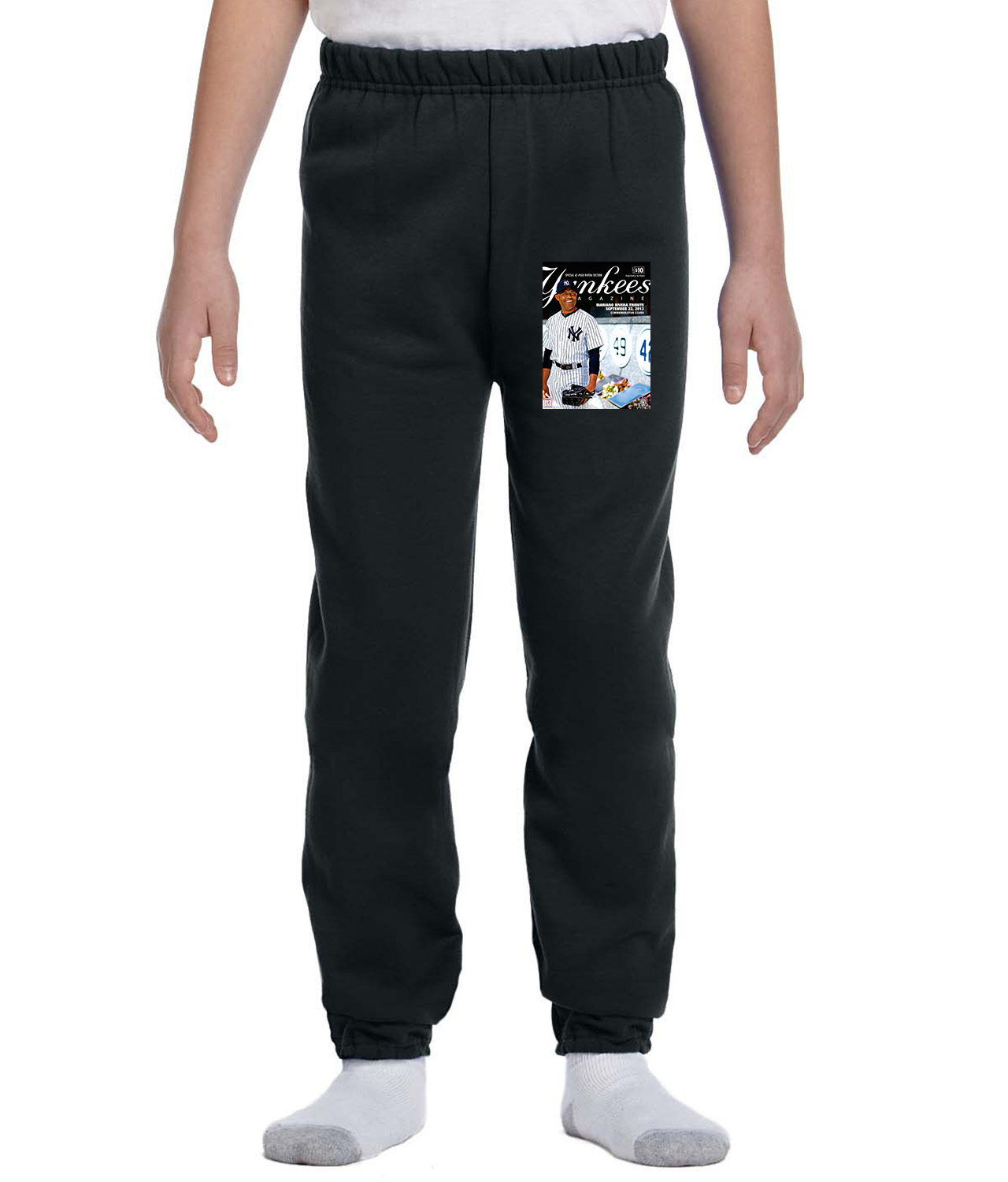 New York Yankees Program 2013 Baseball Logo Symbol Emblem Customized Design on Youth Closed-Bottom Sweatpants