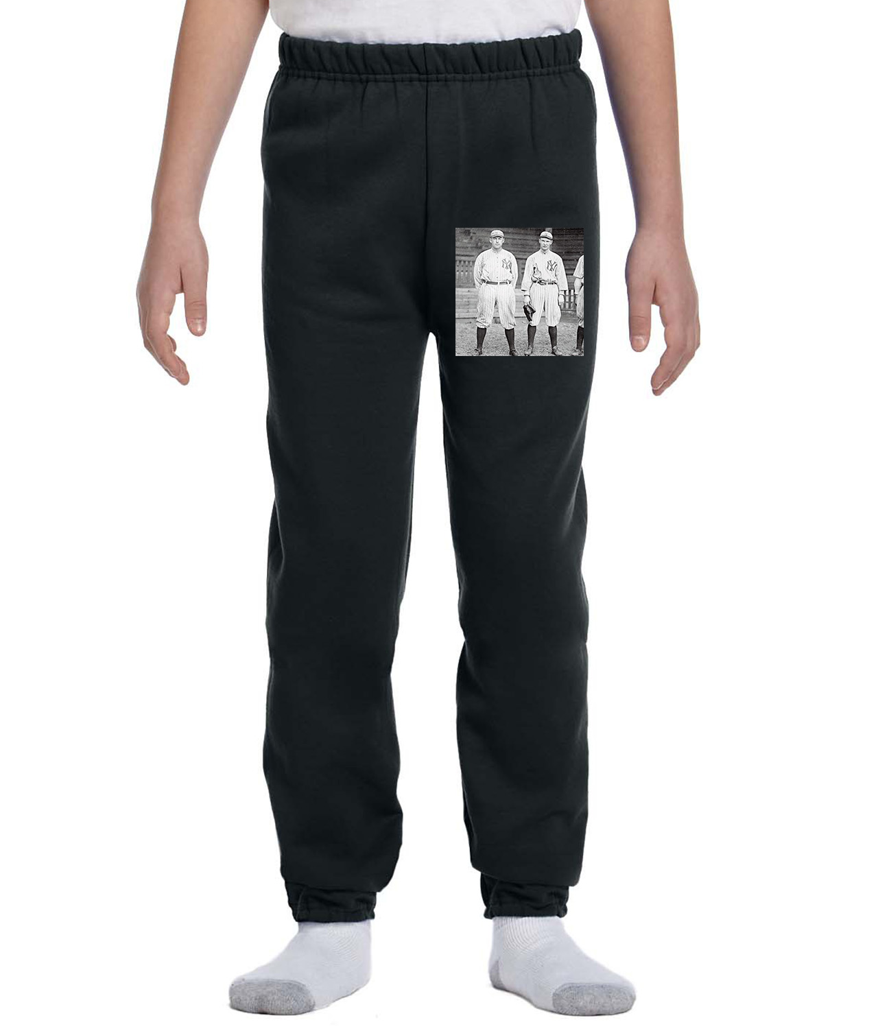 New York Yankees 1915 Photo Baseball Logo Symbol Emblem Customized Design on Youth Closed-Bottom Sweatpants