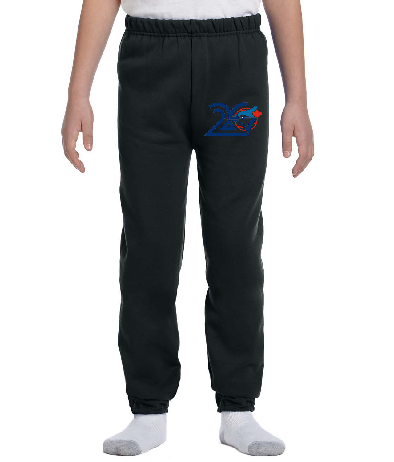 Toronto Blue Jays 20th Anniversary 1996 Baseball Logo Symbol Emblem Customized Design on Youth Closed-Bottom Sweatpants