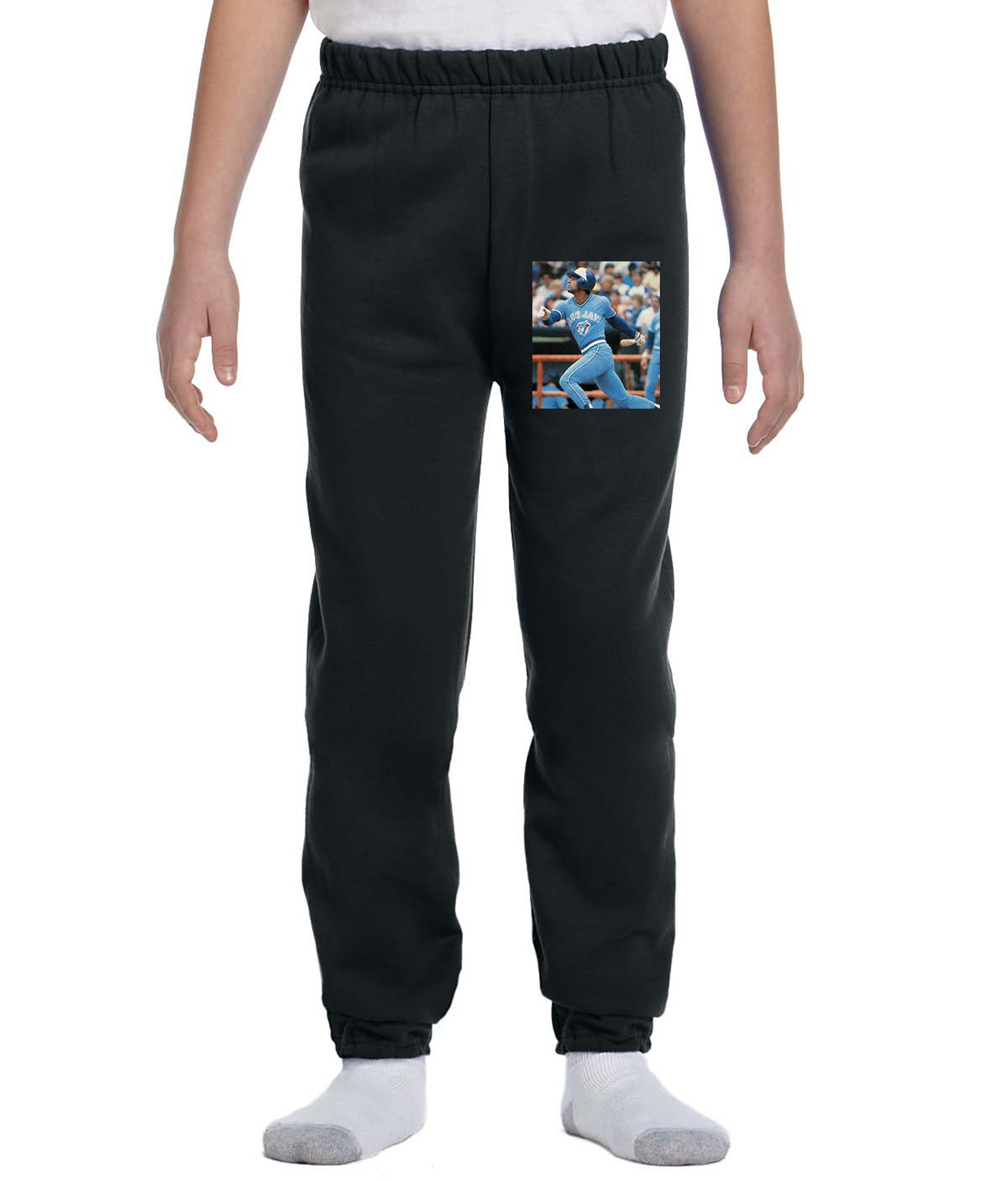 1983 Damaso Garcia Toronto Blue Jays Photo Baseball Logo Symbol Emblem Customized Design on Youth Closed-Bottom Sweatpants