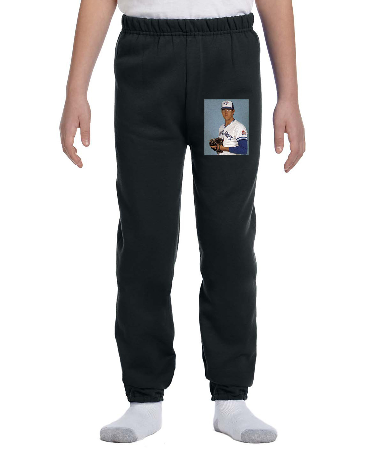 1984 Tom Henke Toronto Blue Jays Photo Baseball Logo Symbol Emblem Customized Design on Youth Closed-Bottom Sweatpants
