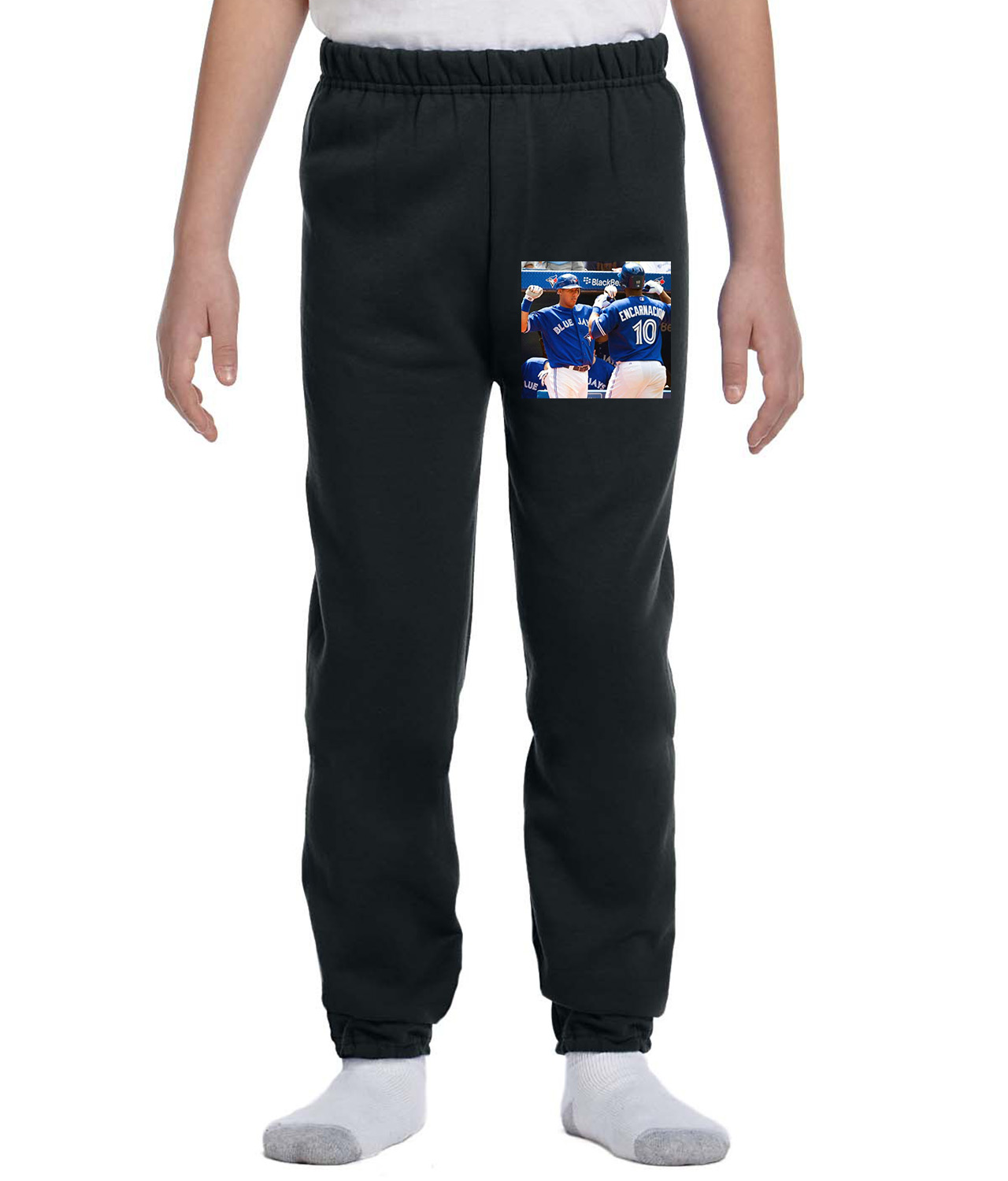 2012 Edwin Encarnacion & Yunel Escobar Toronto Blue Jays Photo Baseball Logo Symbol Emblem Customized Design on Youth Closed-Bottom Sweatpants