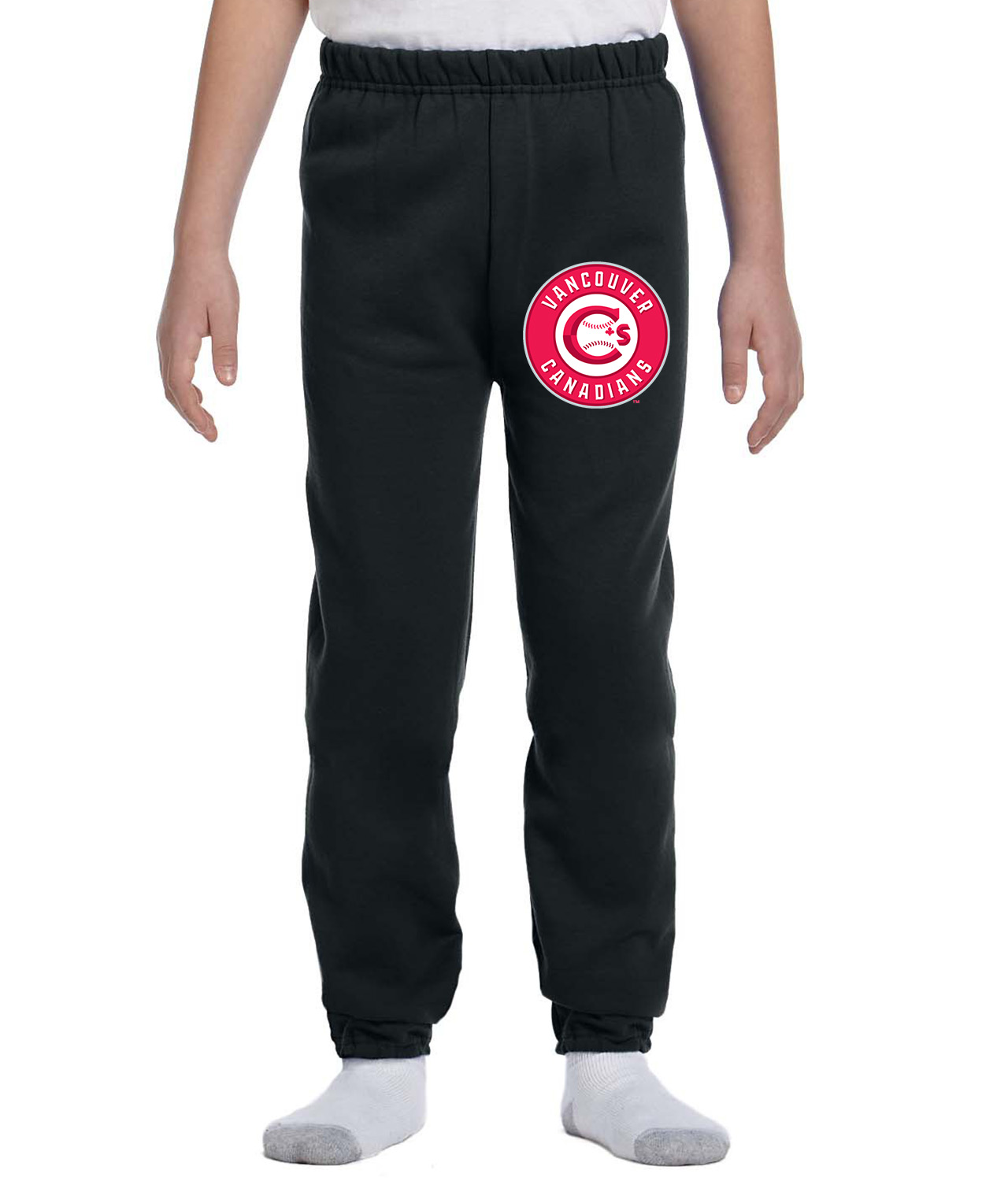 Vancouver Canadians Baseball Logo Symbol Emblem Customized Design on Youth Closed-Bottom Sweatpants
