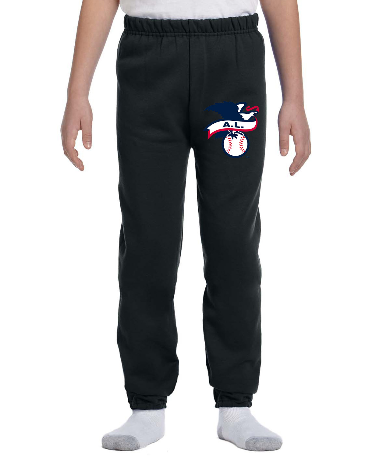 American Baseball League 2019 Alternate Logo Emblem Customized Design on Youth Closed-Bottom Sweatpants