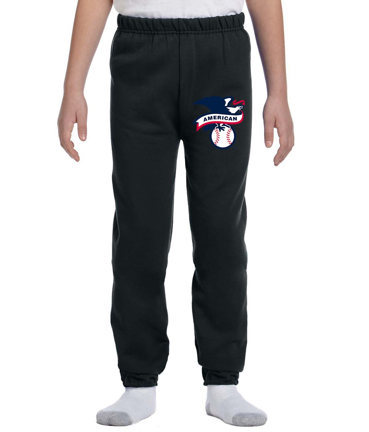 American Baseball League 2019 Alternate Logo Emblem Customized Design on Youth Closed-Bottom Sweatpants