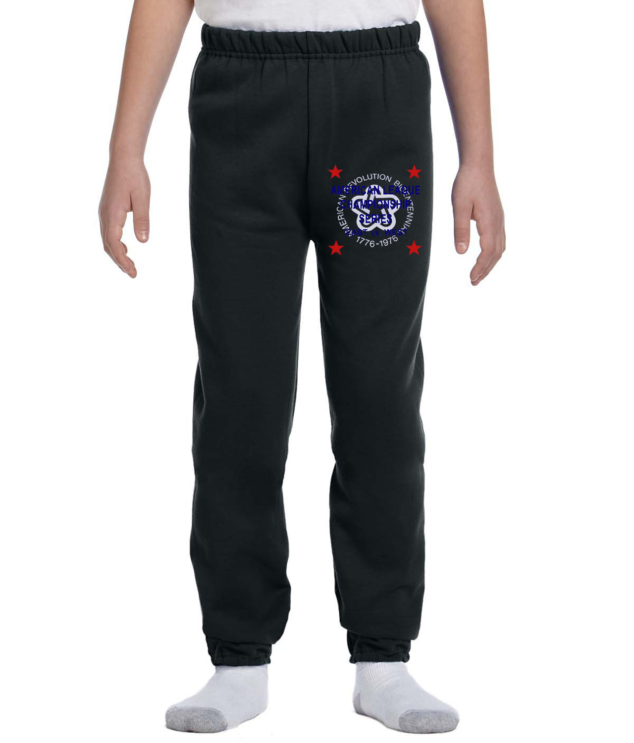 1976 American League Championship Series East Vs. West ALCS Baseball Logo Symbol Emblem Customized Design on Youth Closed-Bottom Sweatpants