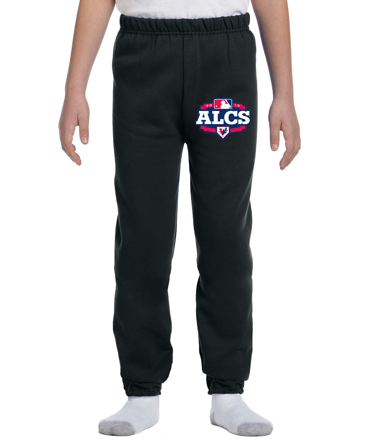 2012 ALCS American League Championship Series Baseball Logo Symbol Emblem Customized Design on Youth Closed-Bottom Sweatpants
