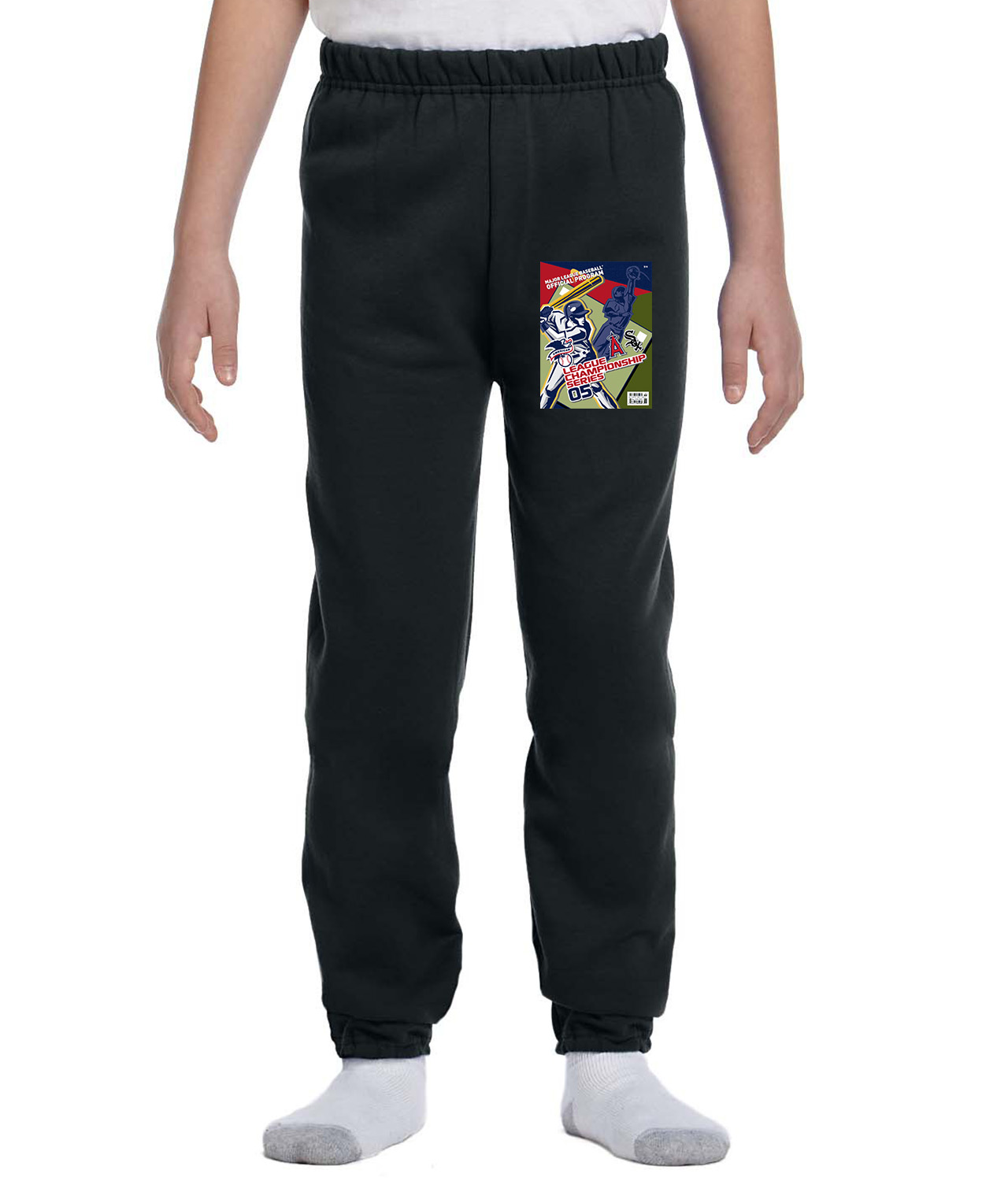 ALCS 2005 Program - Chicago White Sox vs Los Angeles Angels Baseball Logo Symbol Emblem Customized Design on Youth Closed-Bottom Sweatpants
