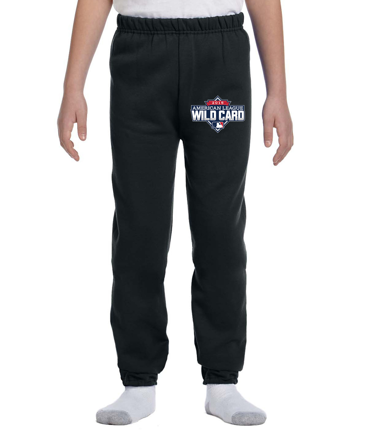 2015 American League Wildcard Game - Houston Astros vs New York Yankees Baseball Logo Emblem Customized Design on Youth Closed-Bottom Sweatpants