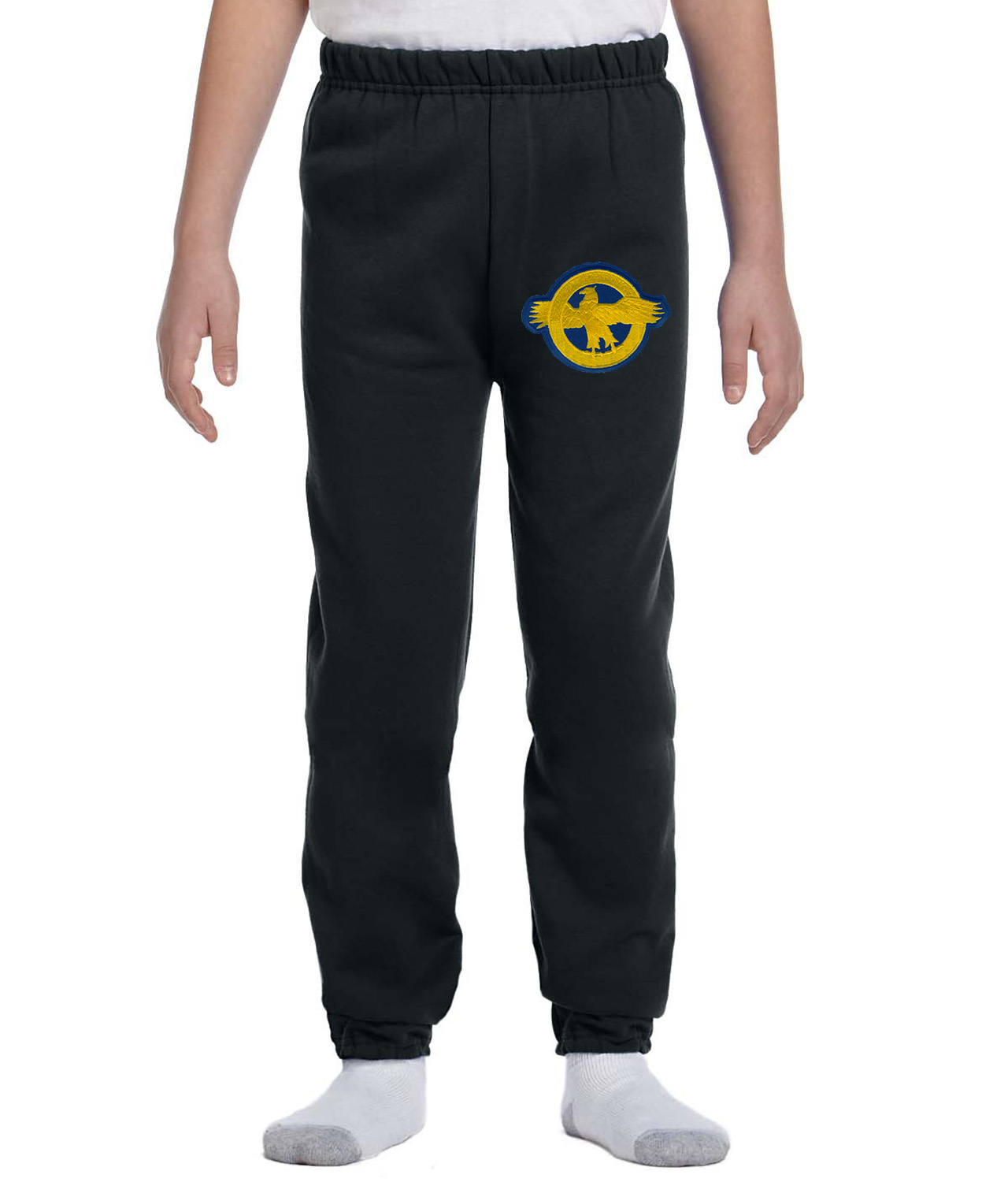 Major League Baseball Ruptured Duck World War II Vets Logo Emblem Customized Design on Youth Closed-Bottom Sweatpants