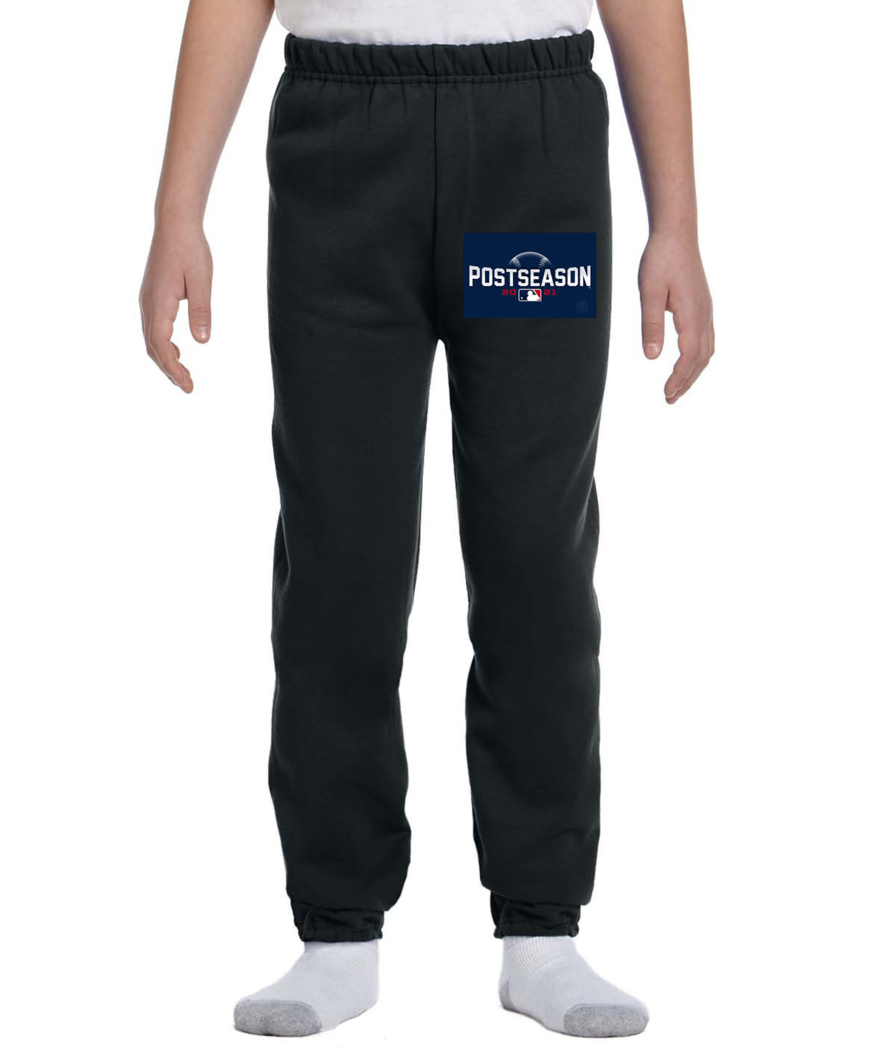 MLB Postseason 2021 Primary Dark Baseball Logo Symbol Emblem Customized Design on Youth Closed-Bottom Sweatpants