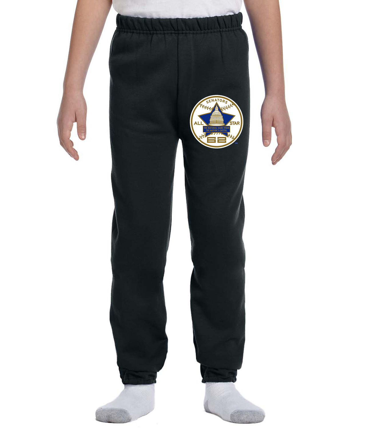 1962 MLB All-Star Game At DC Stadium Washington District Of Columbia Baseball Logo Symbol Emblem Customized Design on Youth Closed-Bottom Sweatpants