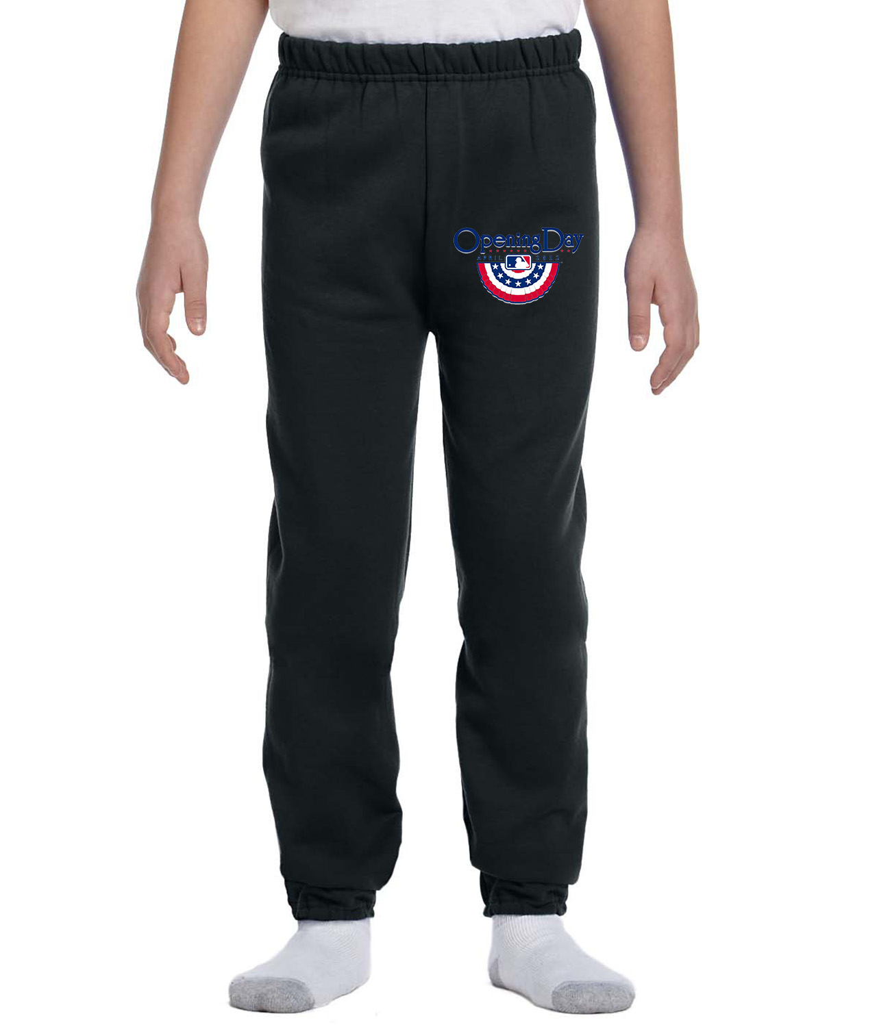 2012 MLB Opening Day Baseball Logo Symbol Emblem Customized Design on Youth Closed-Bottom Sweatpants
