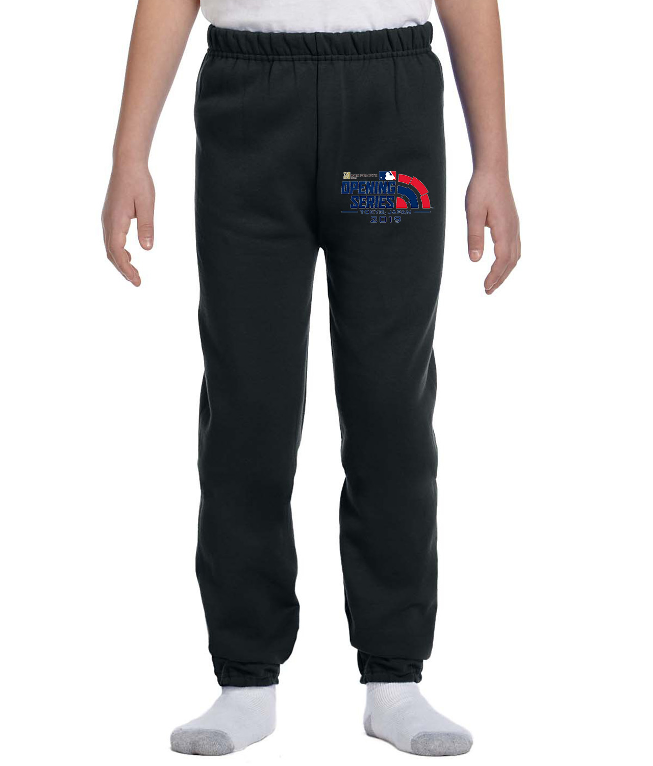 2019 MLB Opening Series Tokyo Japan Baseball Logo Symbol Emblem Customized Design on Youth Closed-Bottom Sweatpants