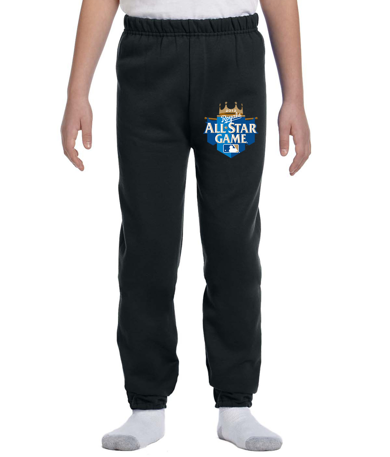 2012 MLB All-Star Game Kauffman Stadium Kansas City Missouri Baseball Logo Symbol Emblem Customized Design on Youth Closed-Bottom Sweatpants