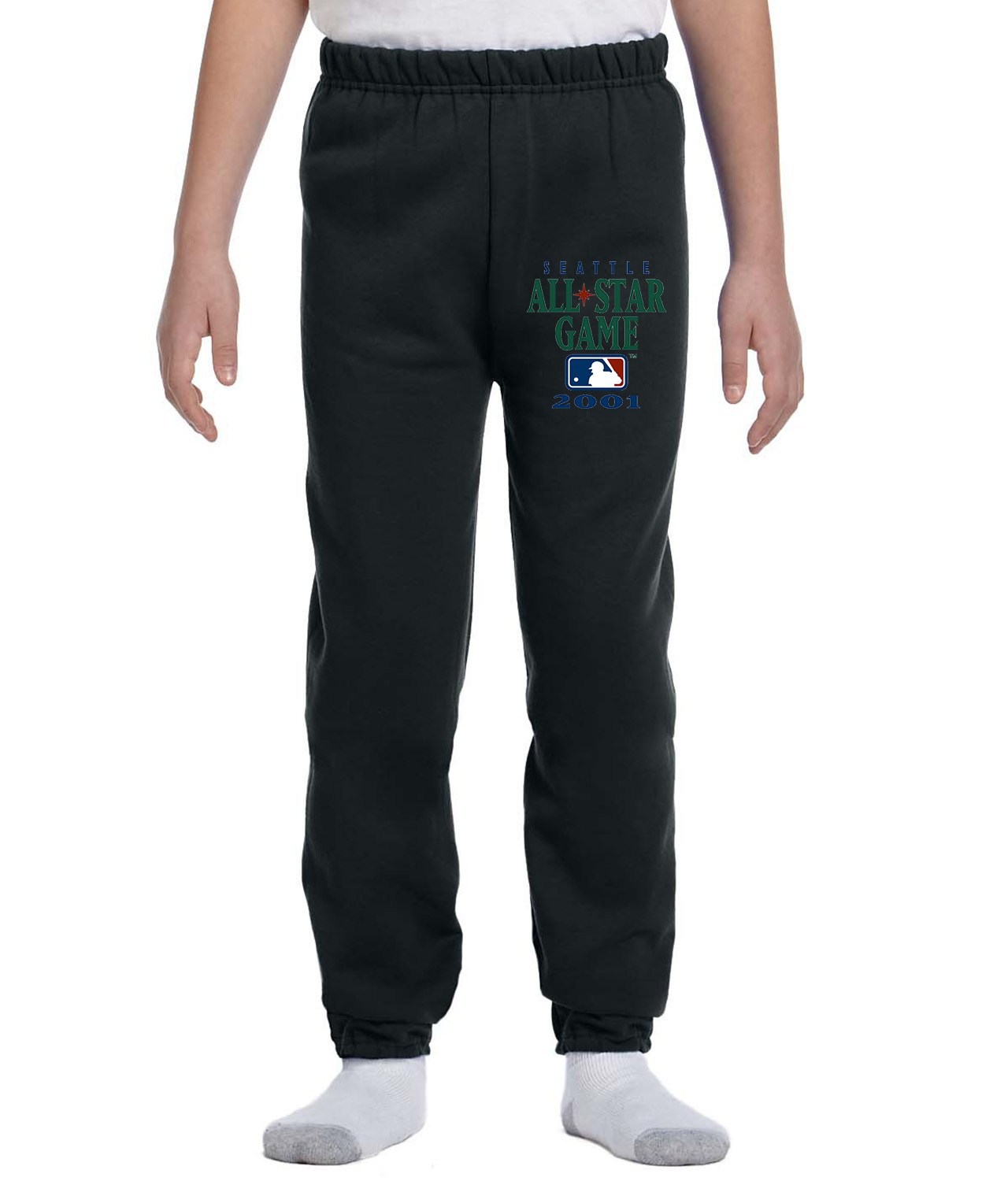 2001 MLB All-Star Game Safeco Field Seattle Washington Baseball Logo Symbol Emblem Customized Design on Youth Closed-Bottom Sweatpants
