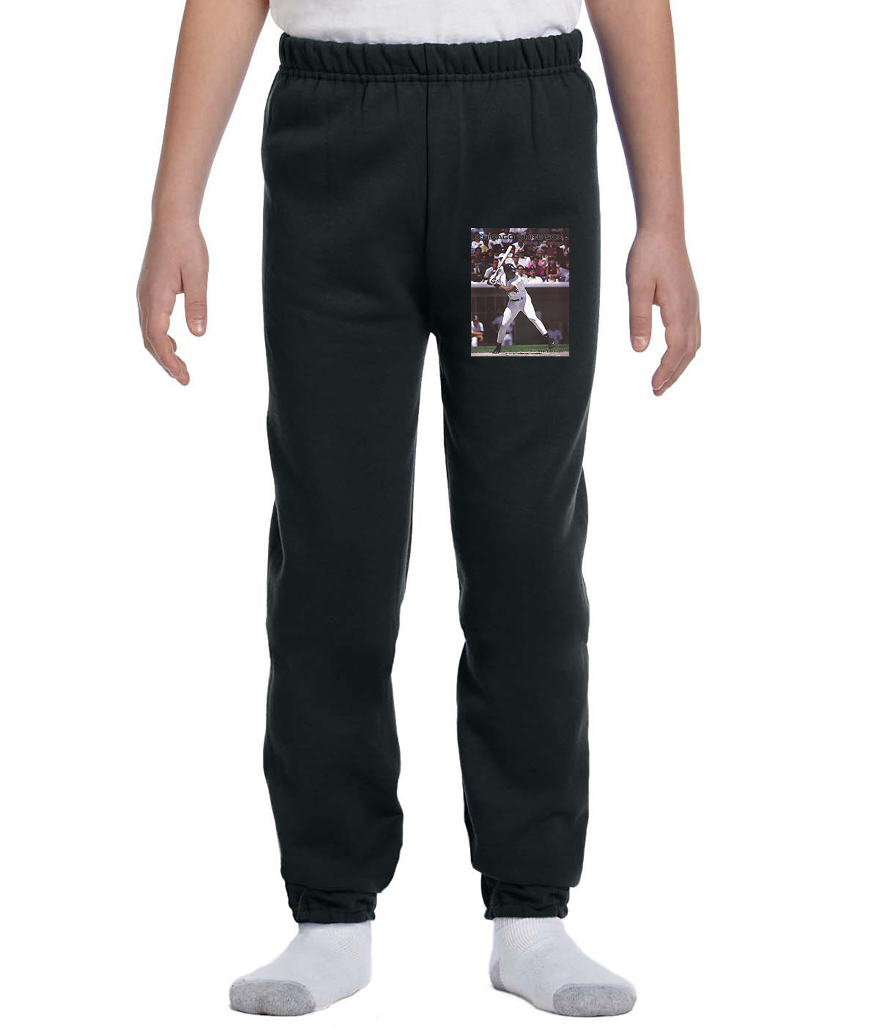 Chicago White Sox Program 1991 Baseball Logo Symbol Emblem Customized Design on Youth Closed-Bottom Sweatpants