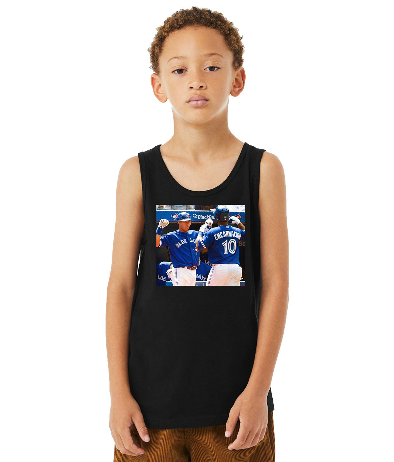 2012 Edwin Encarnacion & Yunel Escobar Toronto Blue Jays Photo Baseball Logo Symbol Emblem Customized Design on Youth Tank Top