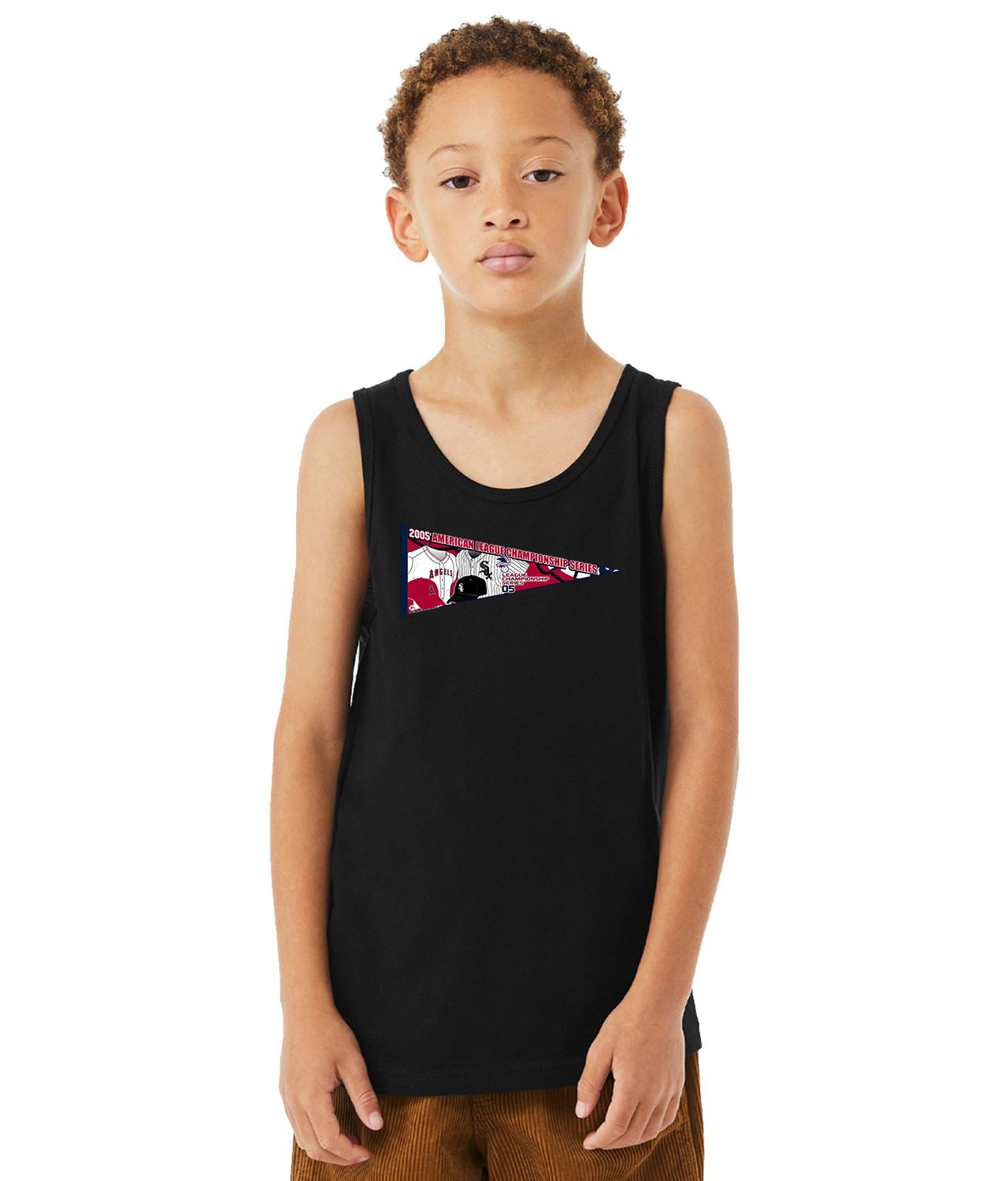 ALCS 2005 ALCS Chicago White Sox Vs. Los Angeles Angels Of Anaheim Baseball Logo Symbol Emblem Customized Design on Youth Tank Top