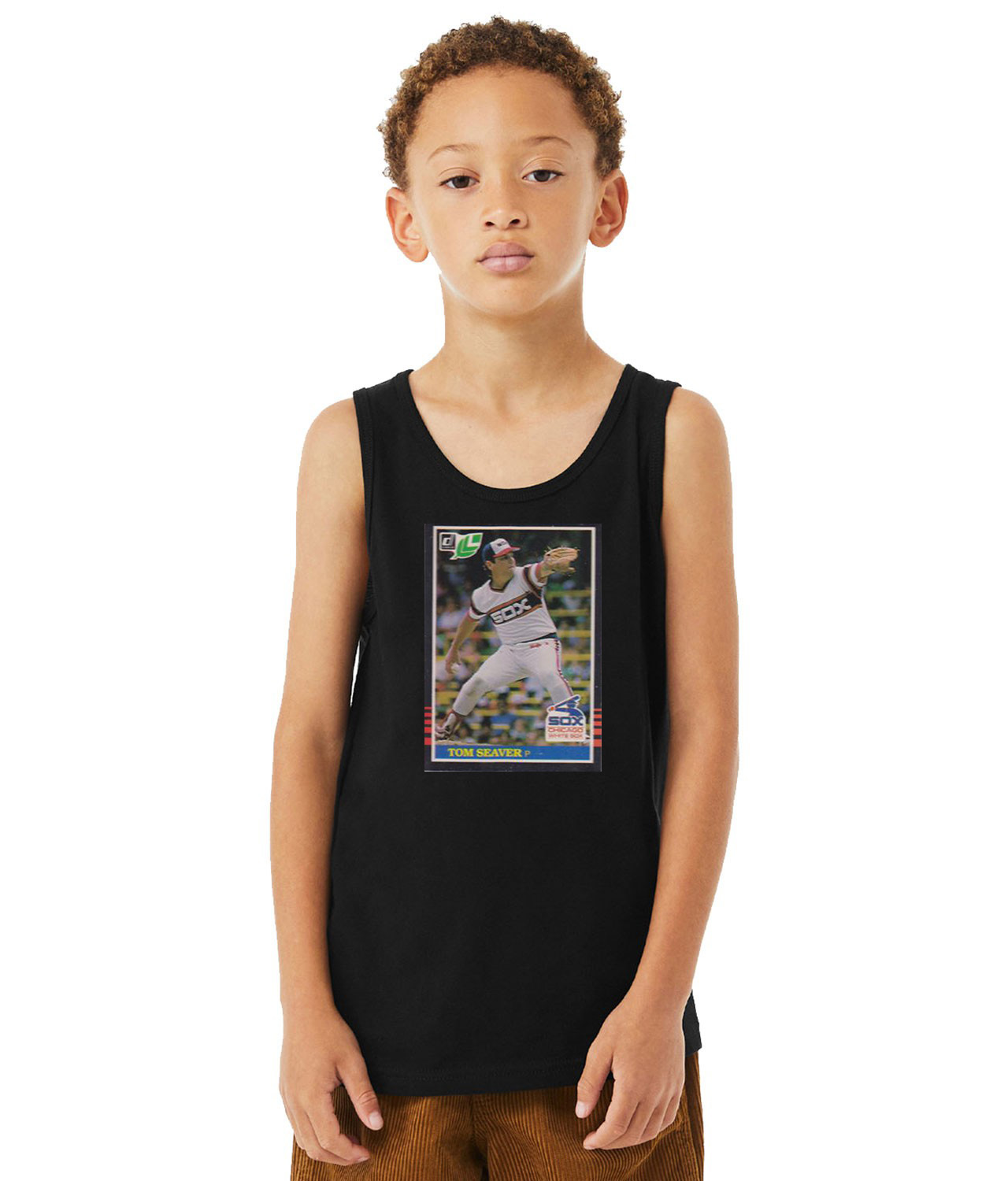 1984 Chicago White Stockings Tom Seaver Photo Baseball Logo Symbol Emblem Customized Design on Youth Tank Top