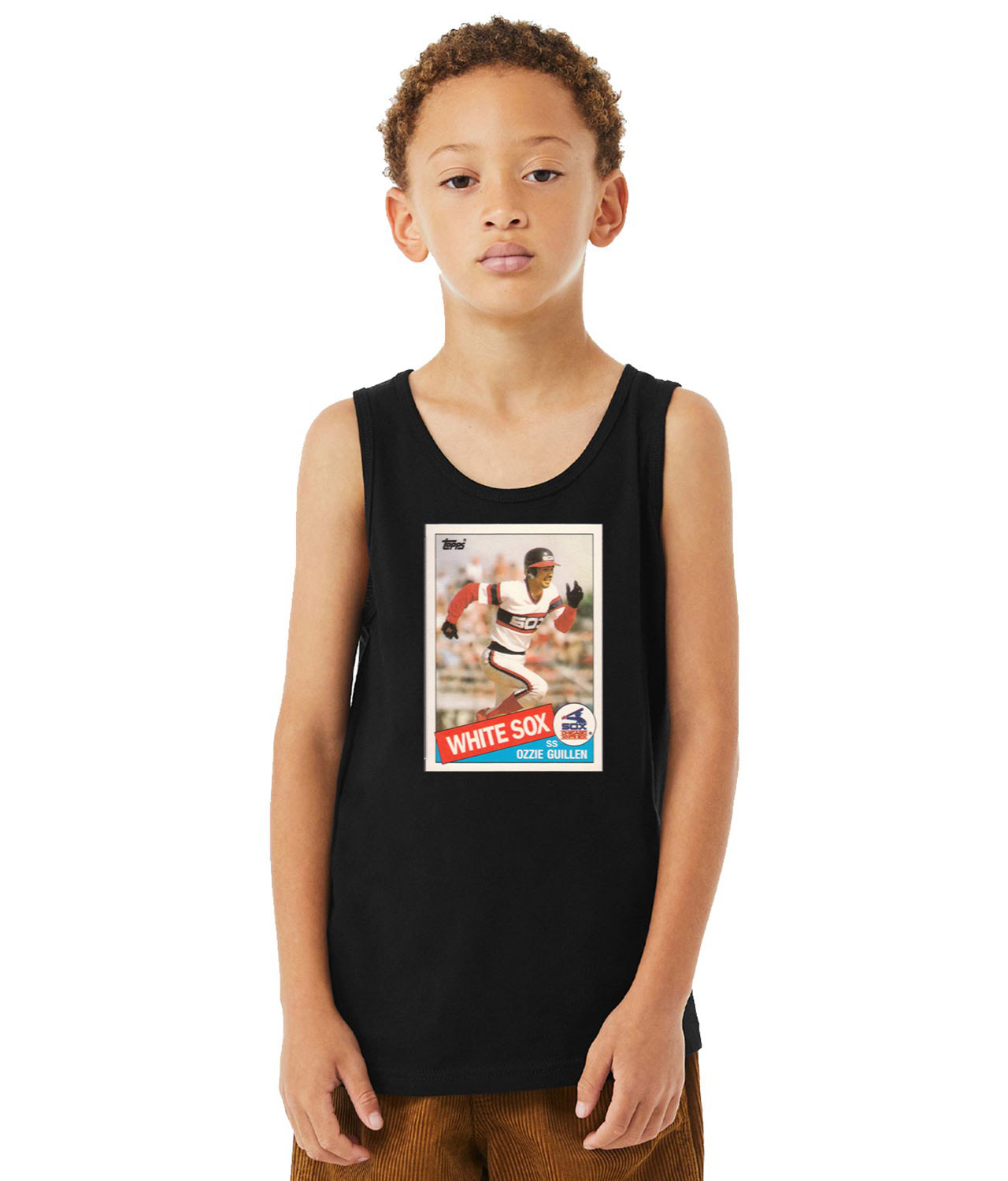 1986 Chicago White Stockings Ozzie Guillen Photo Baseball Logo Symbol Emblem Customized Design on Youth Tank Top