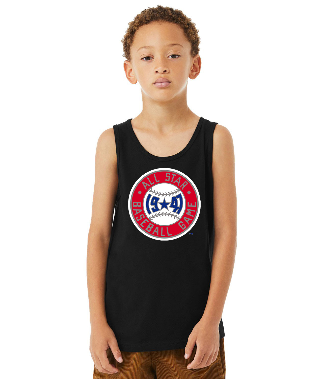 1947 MLB All-Star Game Wrigley Field Chicago Illinois Baseball Logo Symbol Emblem Customized Design on Youth Tank Top