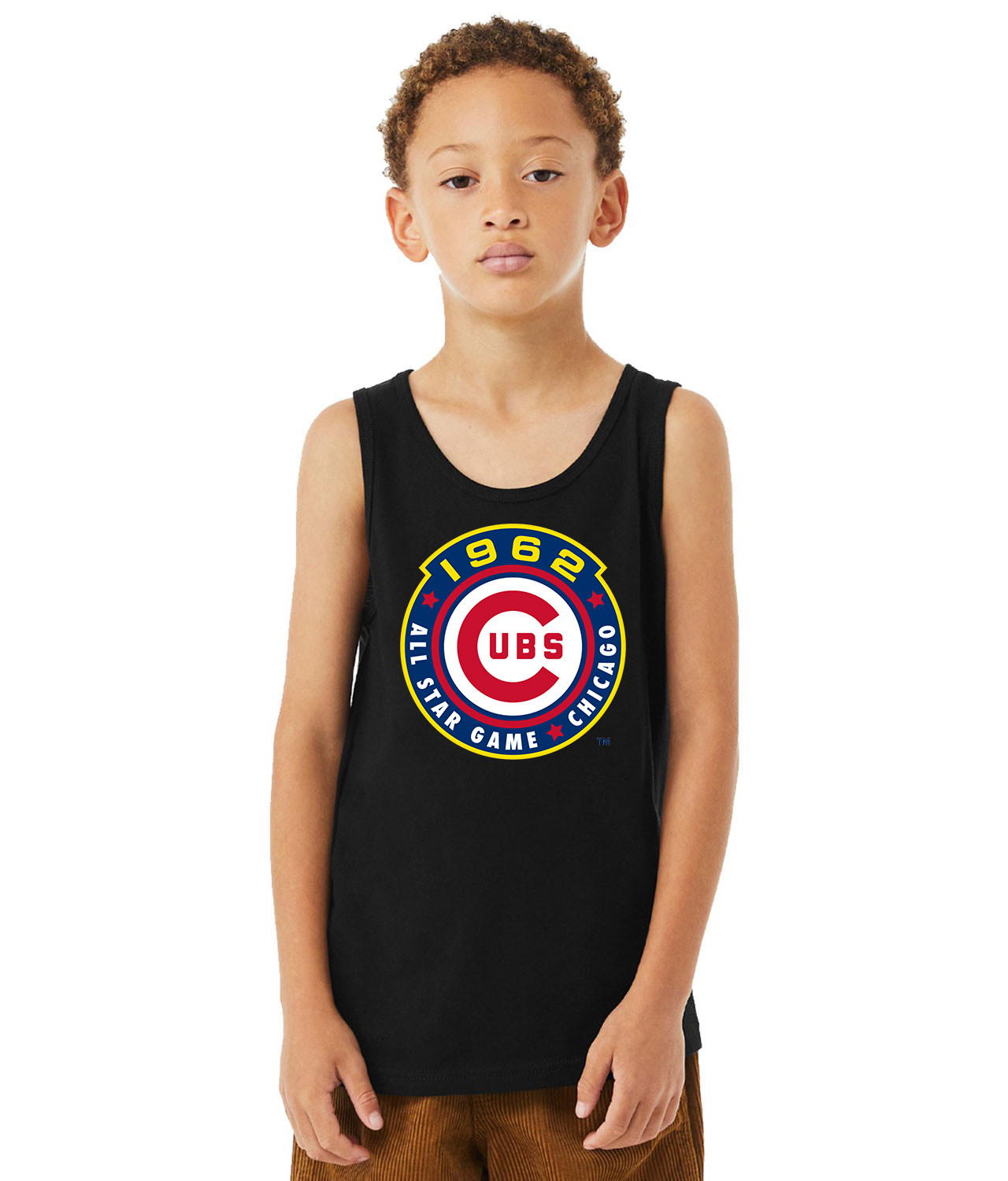 1962 MLB All-Star Game Wrigley Field Chicago Illinois Baseball Logo Symbol Emblem Customized Design on Youth Tank Top