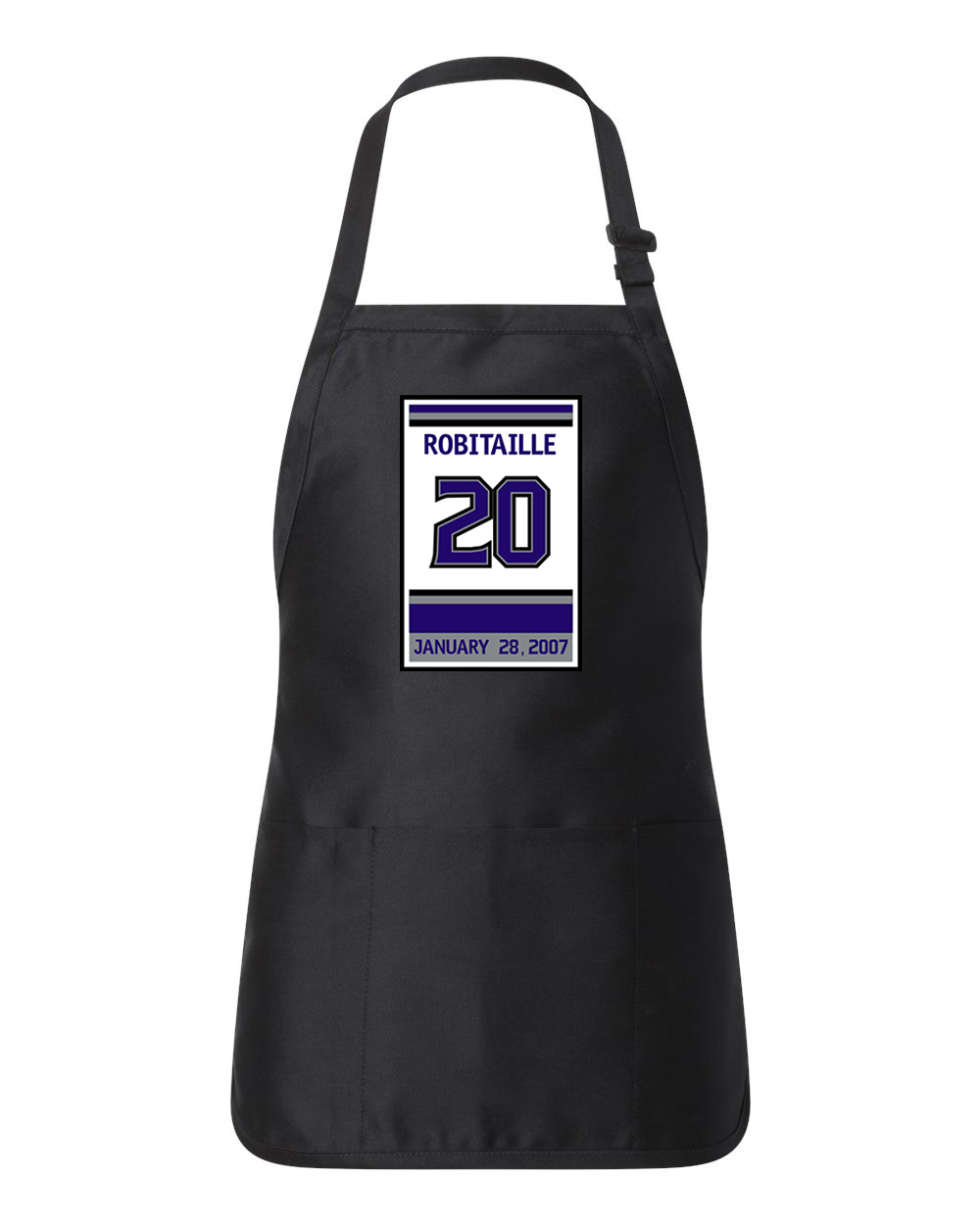 Los Angeles Kings Luc Robitaille Retirement Ceremony Patch Hockey Logo Customized Design on Full-Length Apron with Pouch Pocket