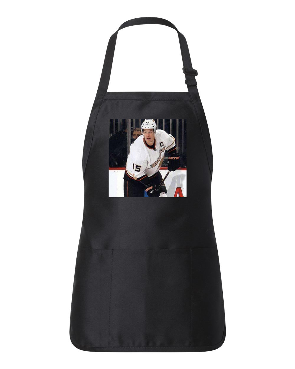 2011 Anaheim Ducks Ryan Getzlaf Photo Hockey Logo Customized Design on Full-Length Apron with Pouch Pocket