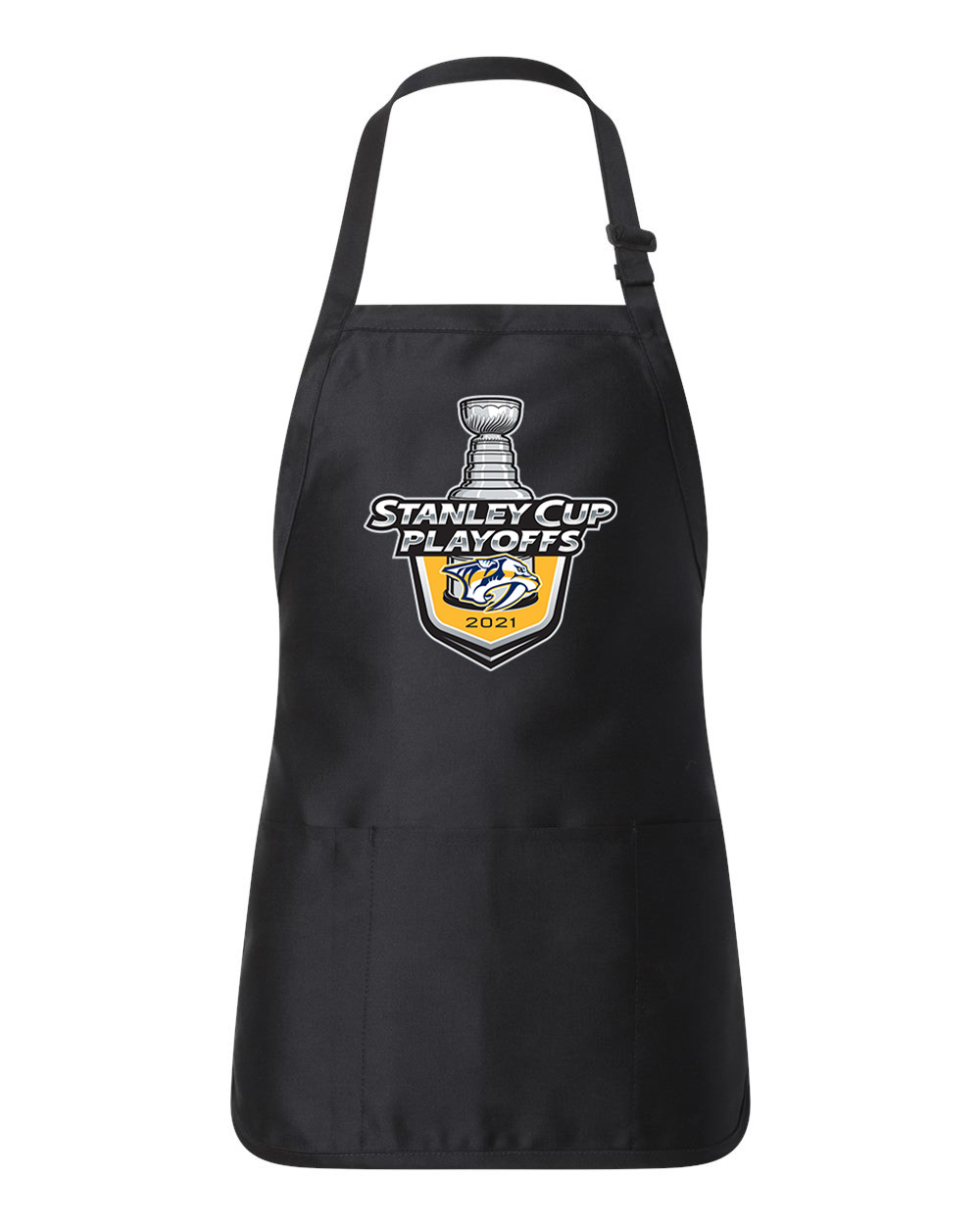 The Nashville Predators 2021 Stanley Cup Playoffs Hockey Logo Customized Design on Full-Length Apron with Pouch Pocket