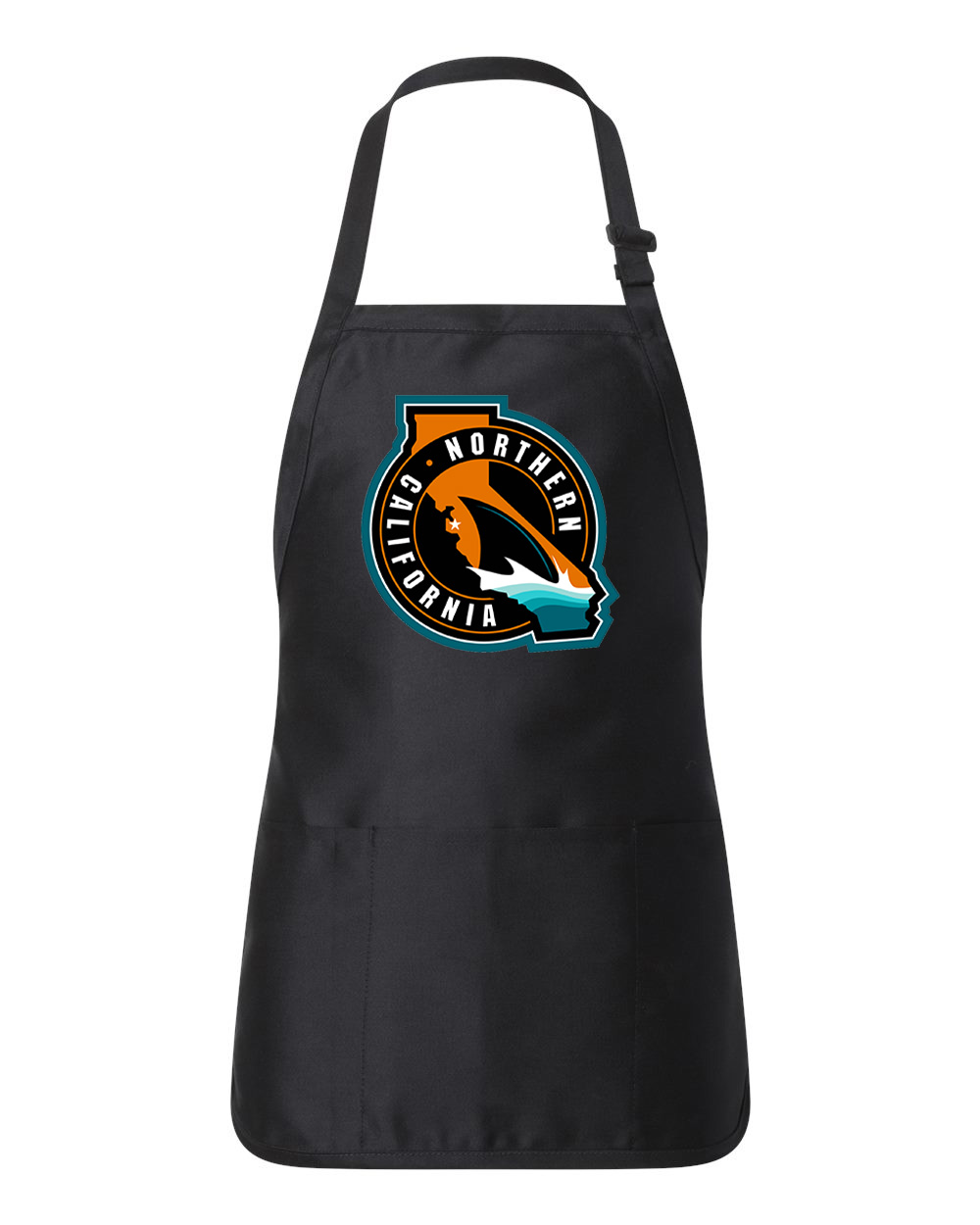 San Jose Sharks Northern California Hockey Logo Customized Design on Full-Length Apron with Pouch Pocket