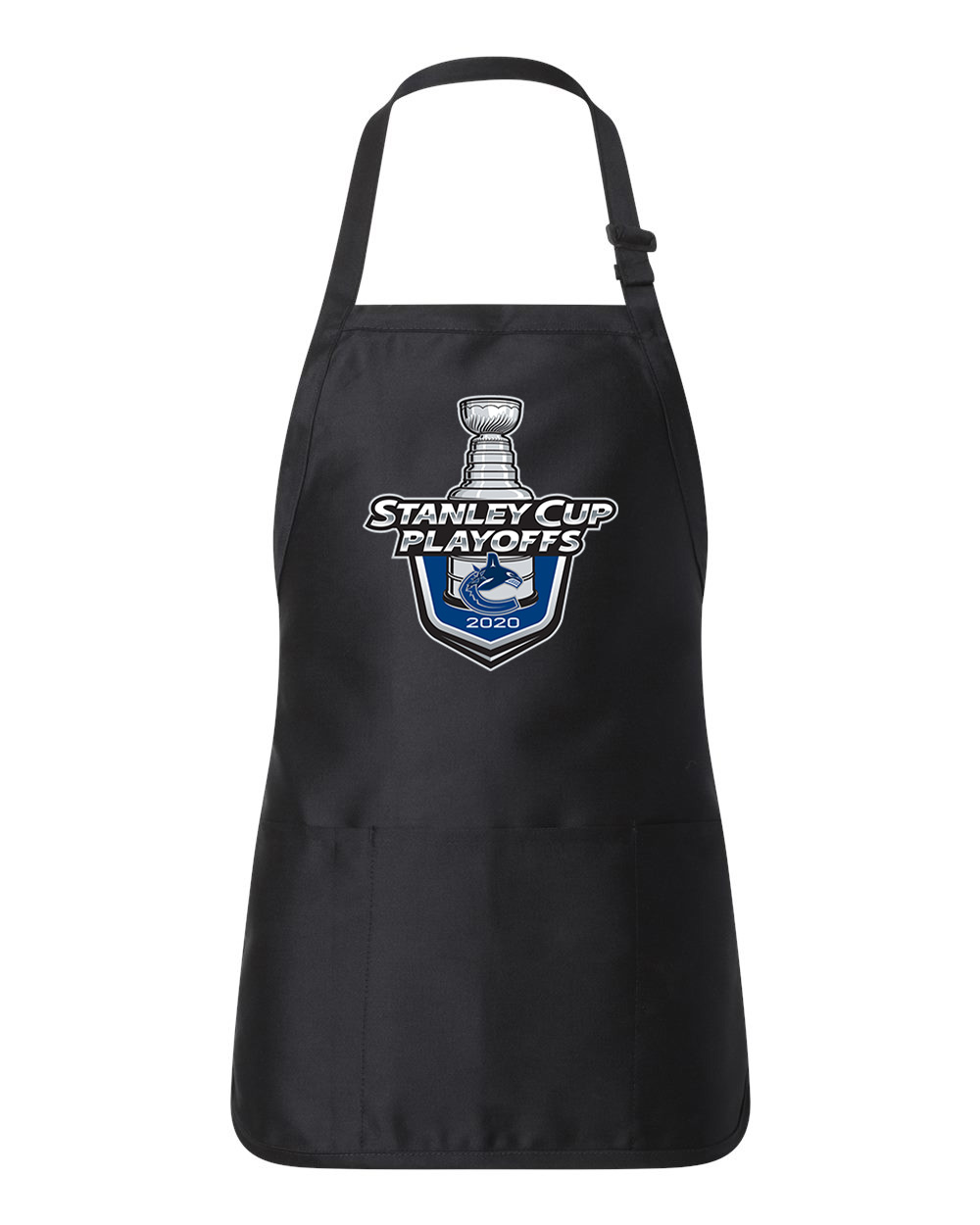 The Vancouver Canucks 2020 Stanley Cup Playoffs Hockey Logo Customized Design on Full-Length Apron with Pouch Pocket