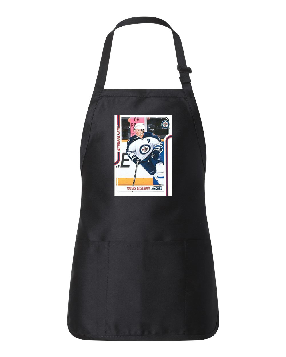 2011 Winnipeg Jets Tobias Enstrom Photo Hockey Logo Customized Design on Full-Length Apron with Pouch Pocket