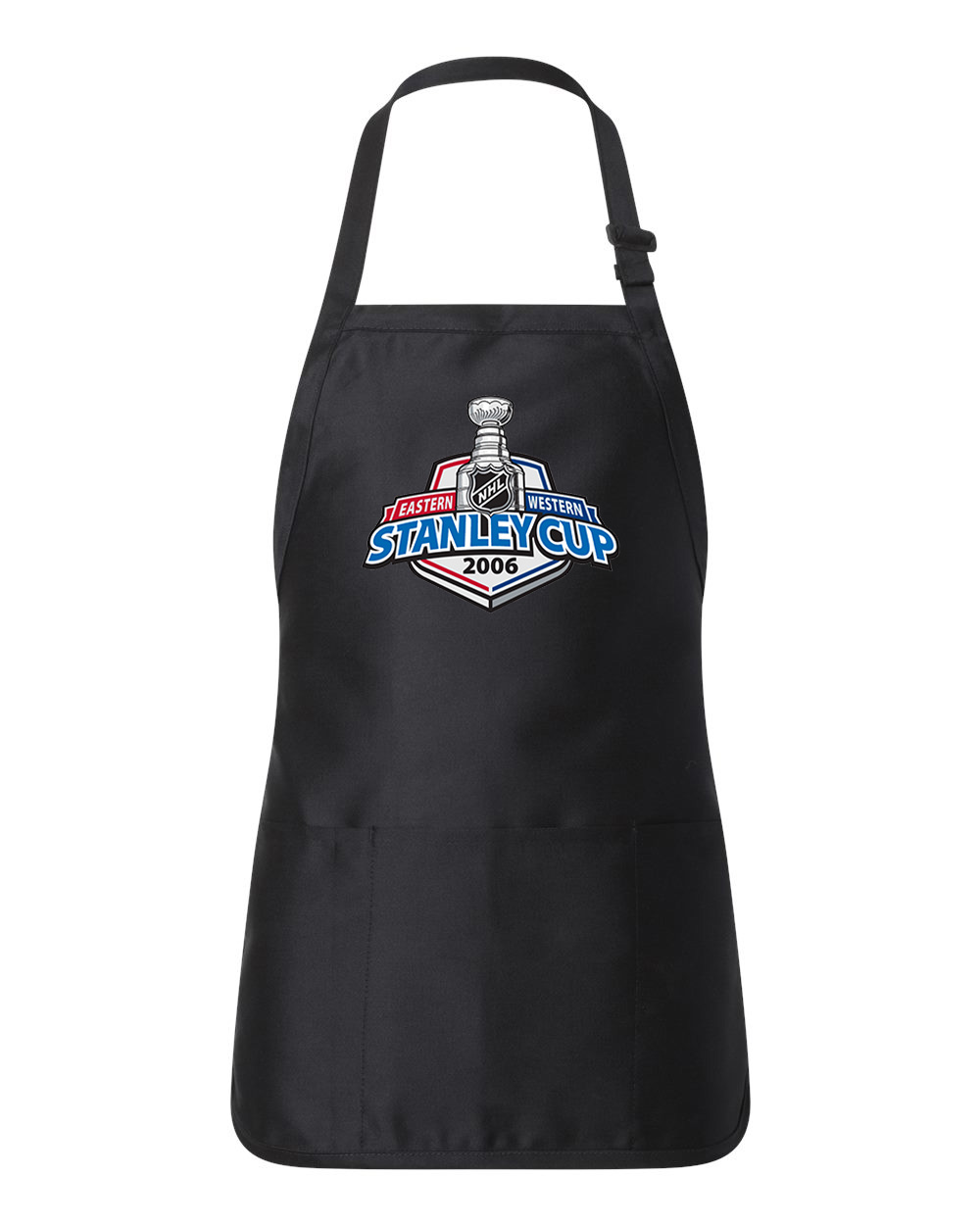 2006 NHL Stanley Cup Playoffs - Final Carolina Hurricanes Vs Edmonton Oilers Hockey Logo Customized Design on Full-Length Apron with Pouch Pocket