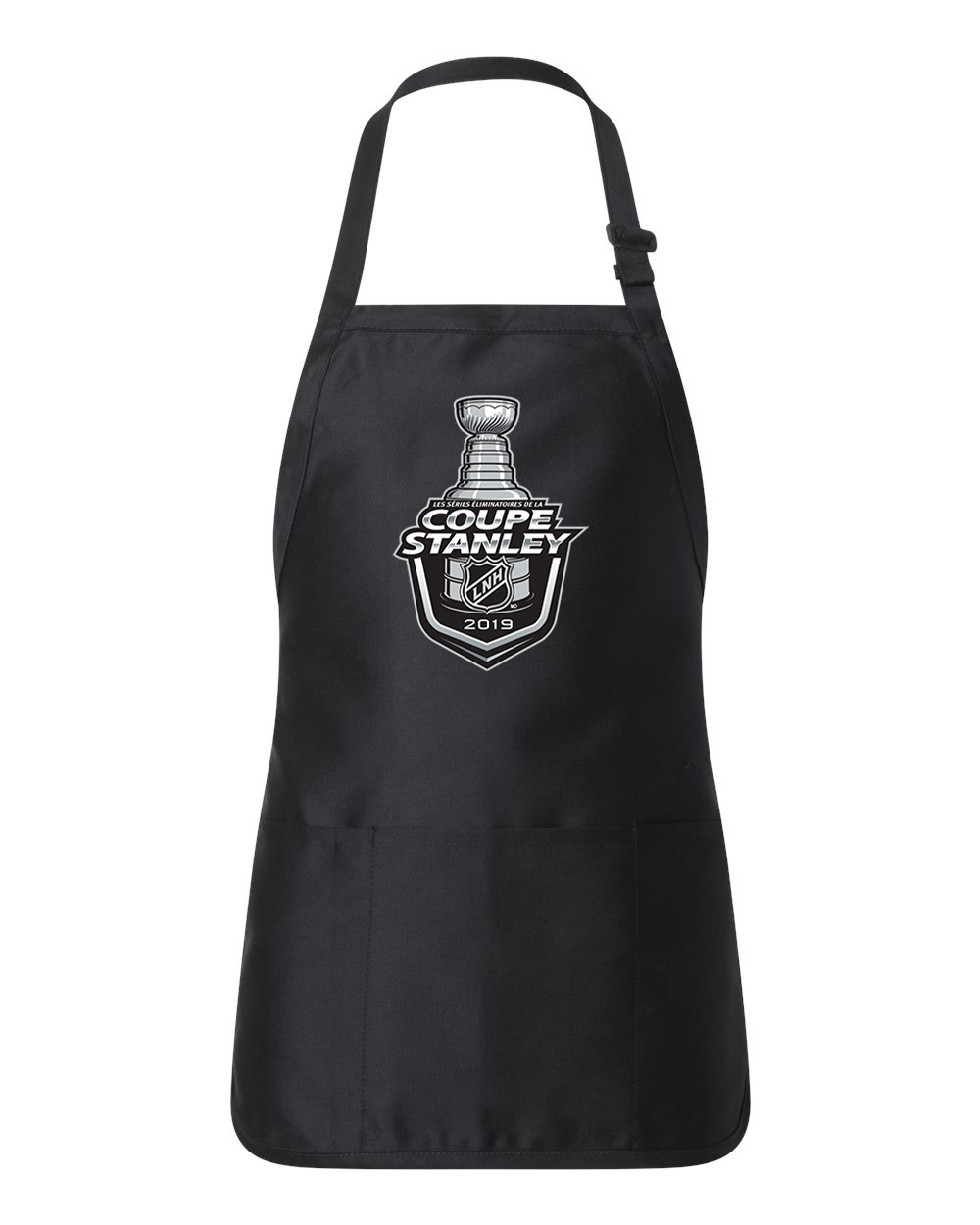2019 NHL Stanley Cup Playoffs French Version Coupe Stanley 2019 Hockey Logo Customized Design on Full-Length Apron with Pouch Pocket