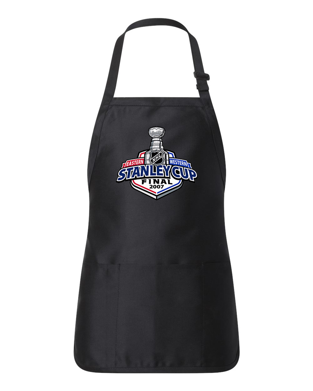 2007 NHL Stanley Cup Finals - Anaheim Ducks Vs Ottawa Senators Hockey Logo Customized Design on Full-Length Apron with Pouch Pocket